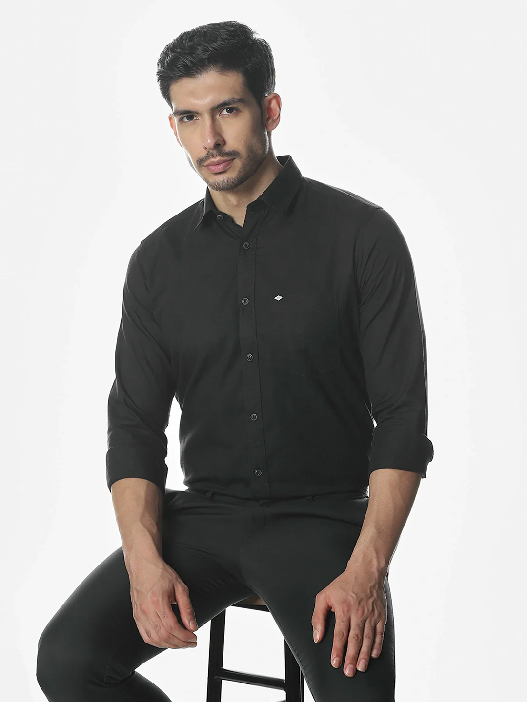 Black / Dark Navy Solid Shirt - Image 4