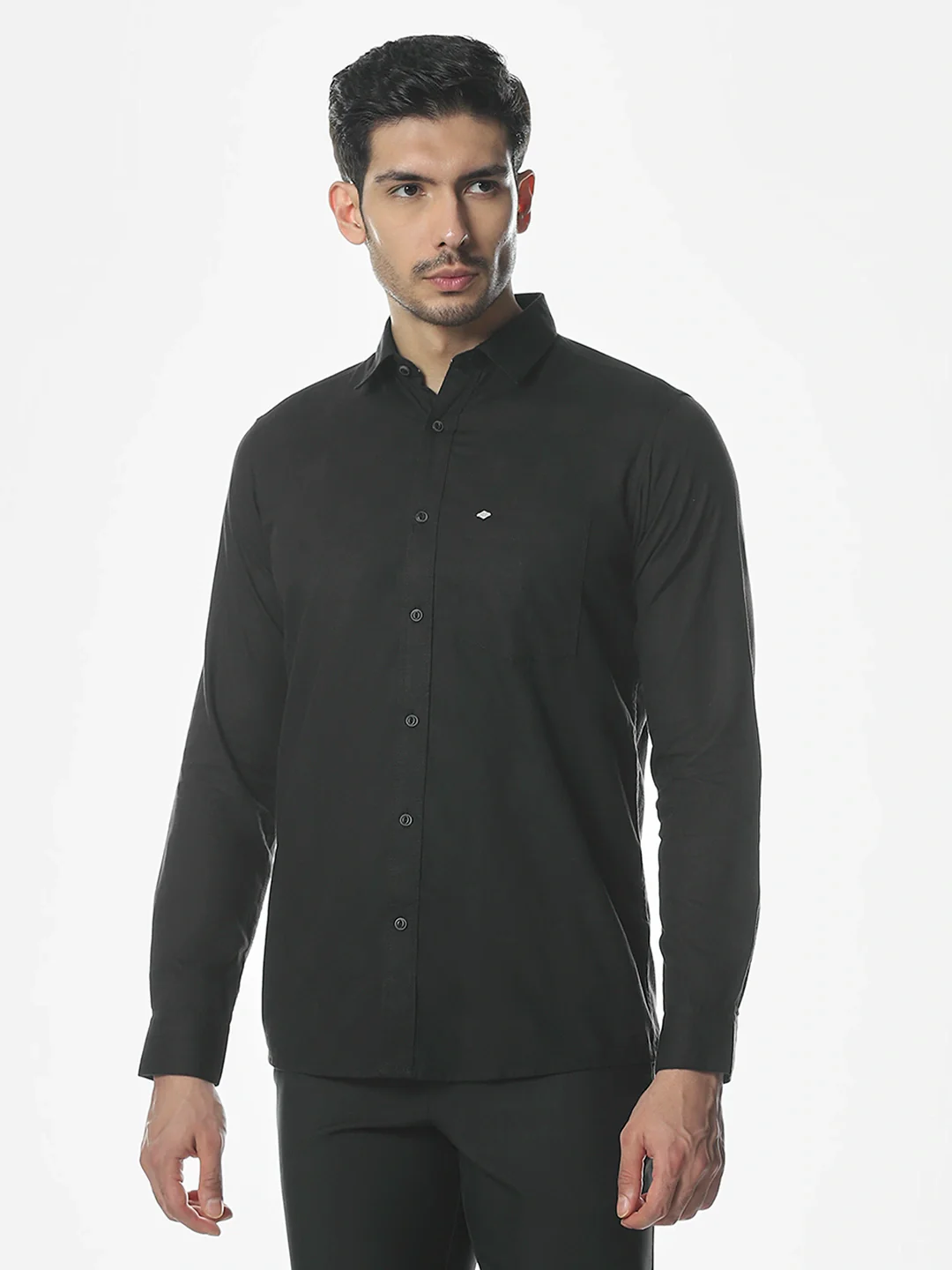 Black / Dark Navy Solid Shirt - Image 5