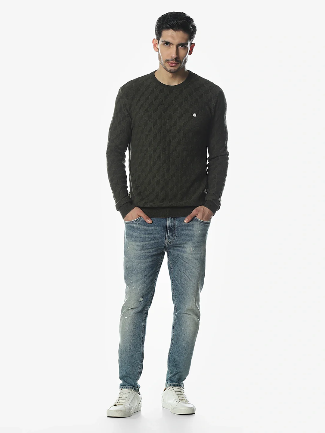 Olive Solid Sweater - Image 7