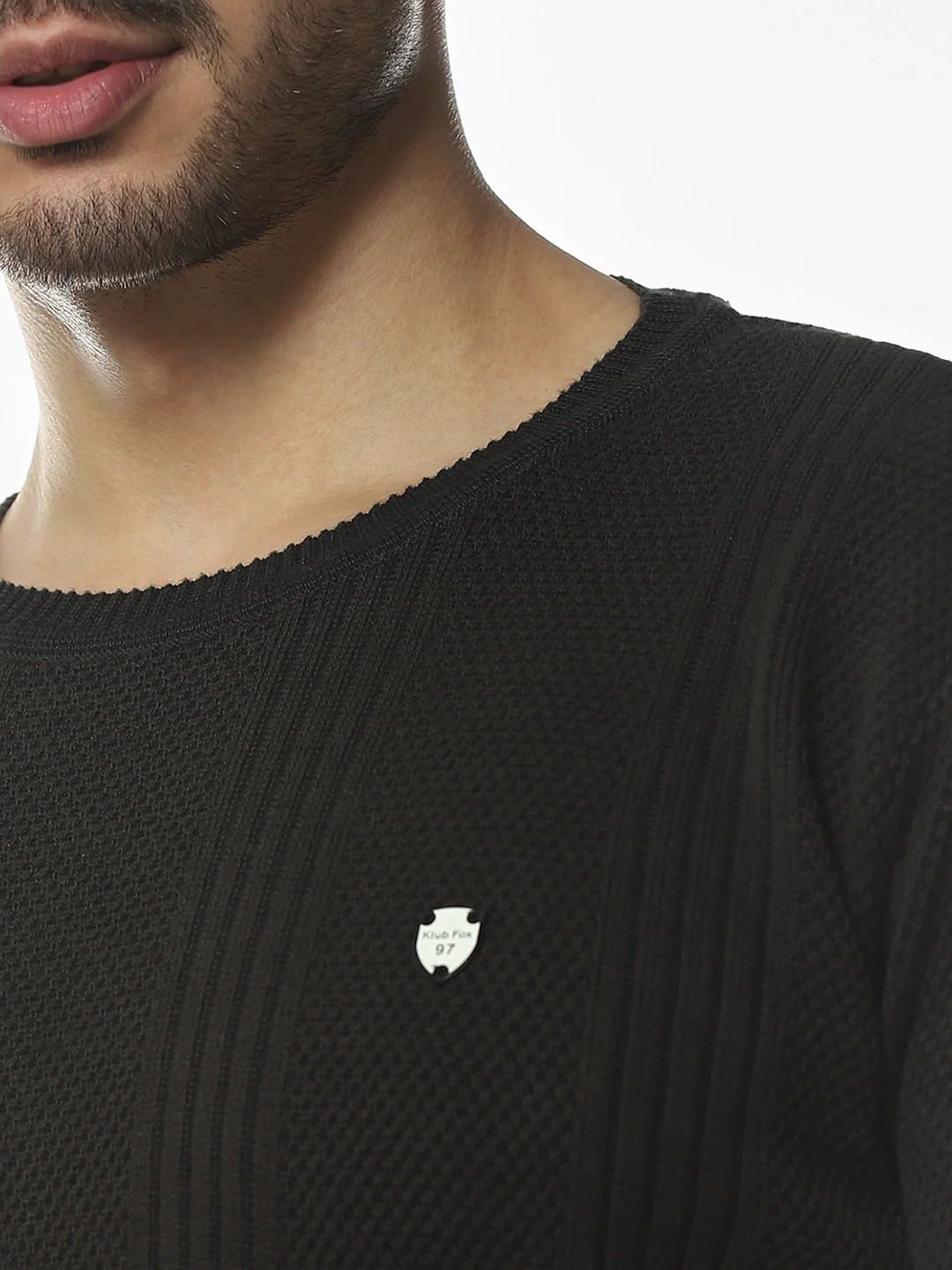 Textured Olive Solid Sweater - Image 5