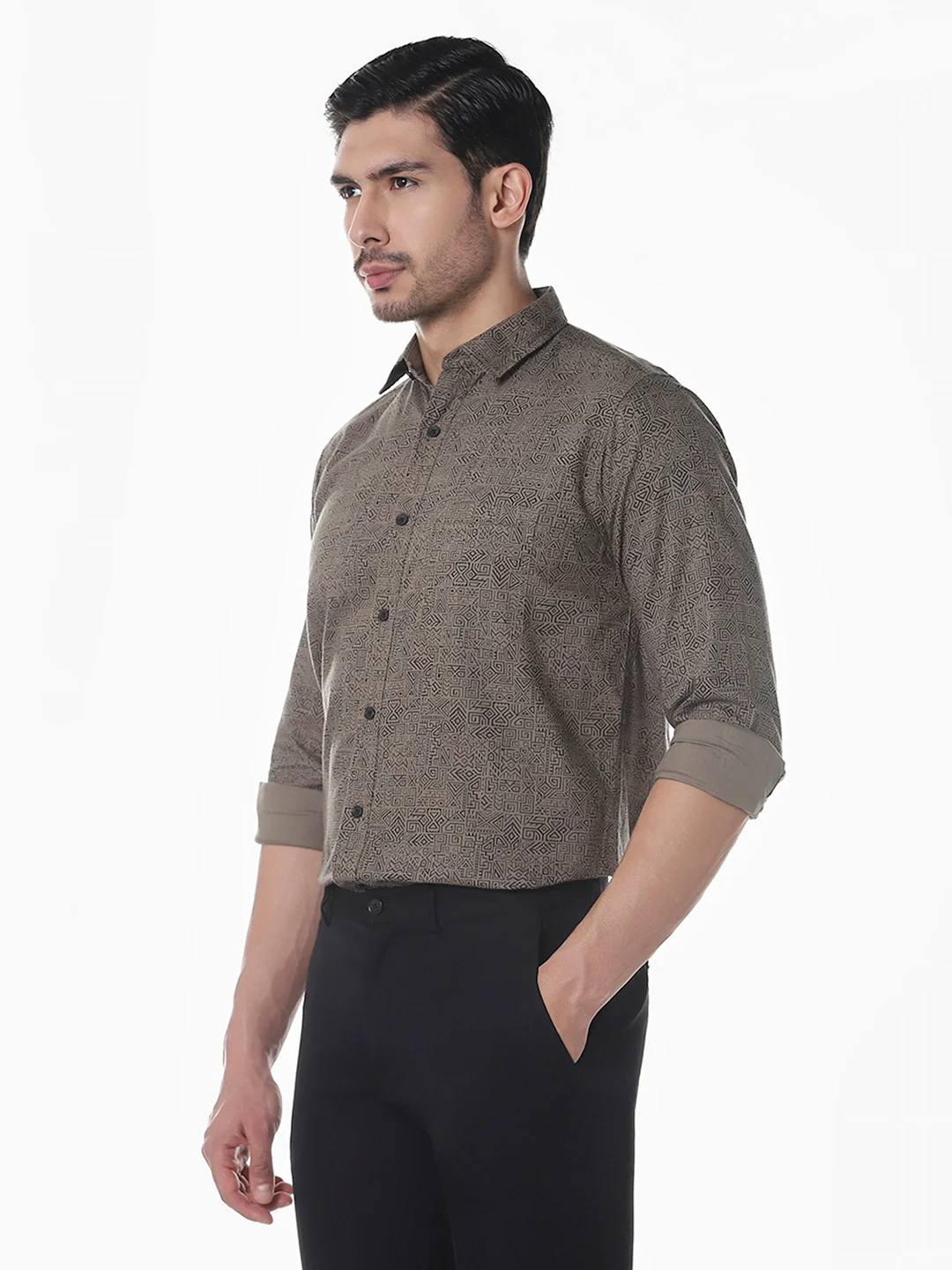 Olive Printed Shirt - Image 4