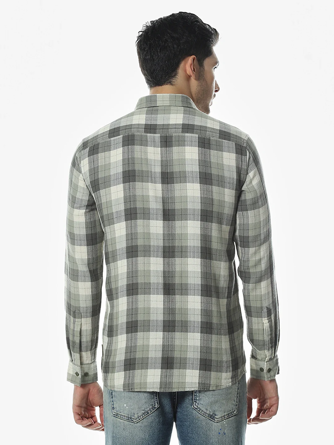 Olive Checkered Full Sleeves Shirt - Image 6