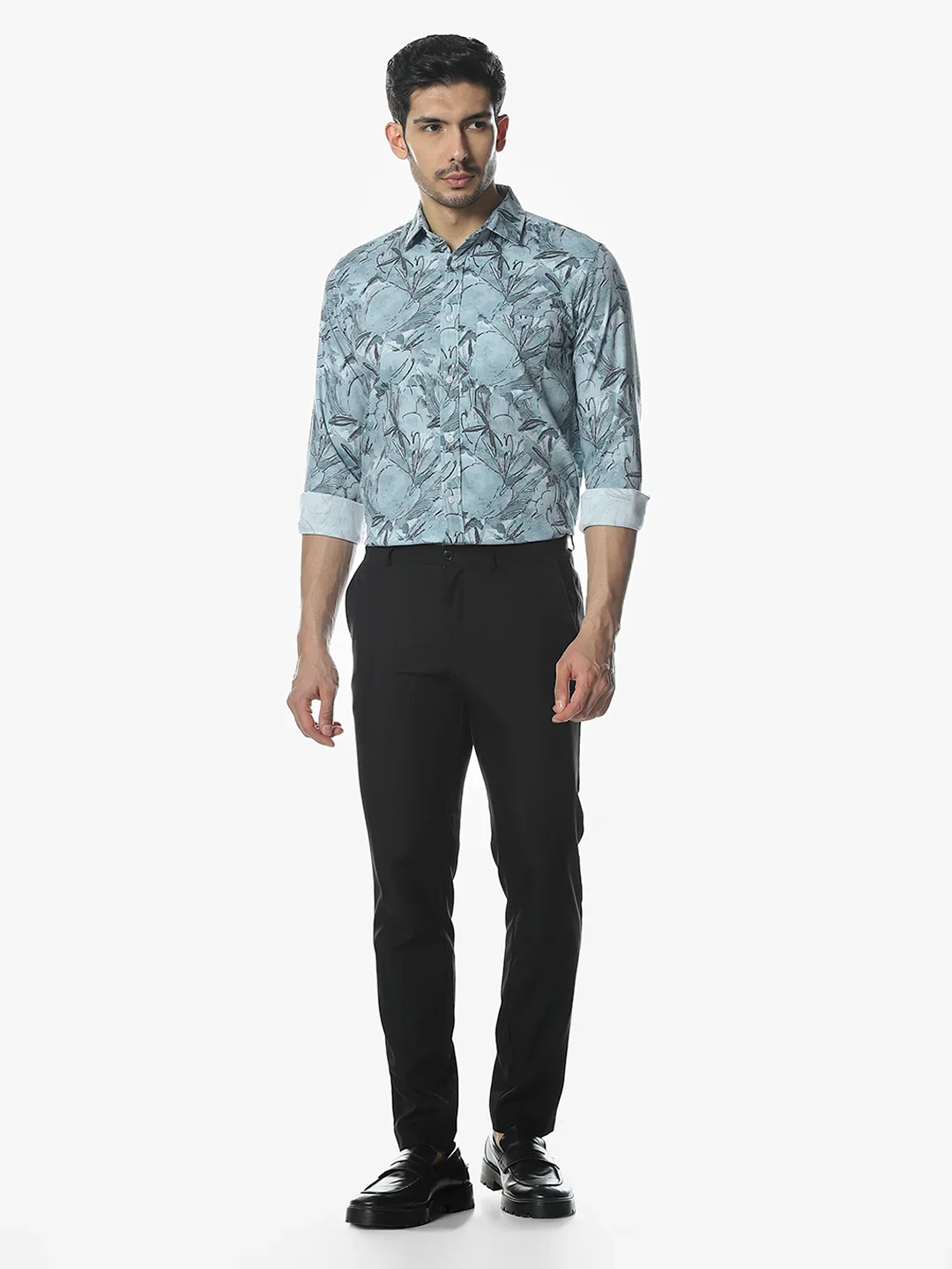 Teal Blue Printed Shirt - Image 7