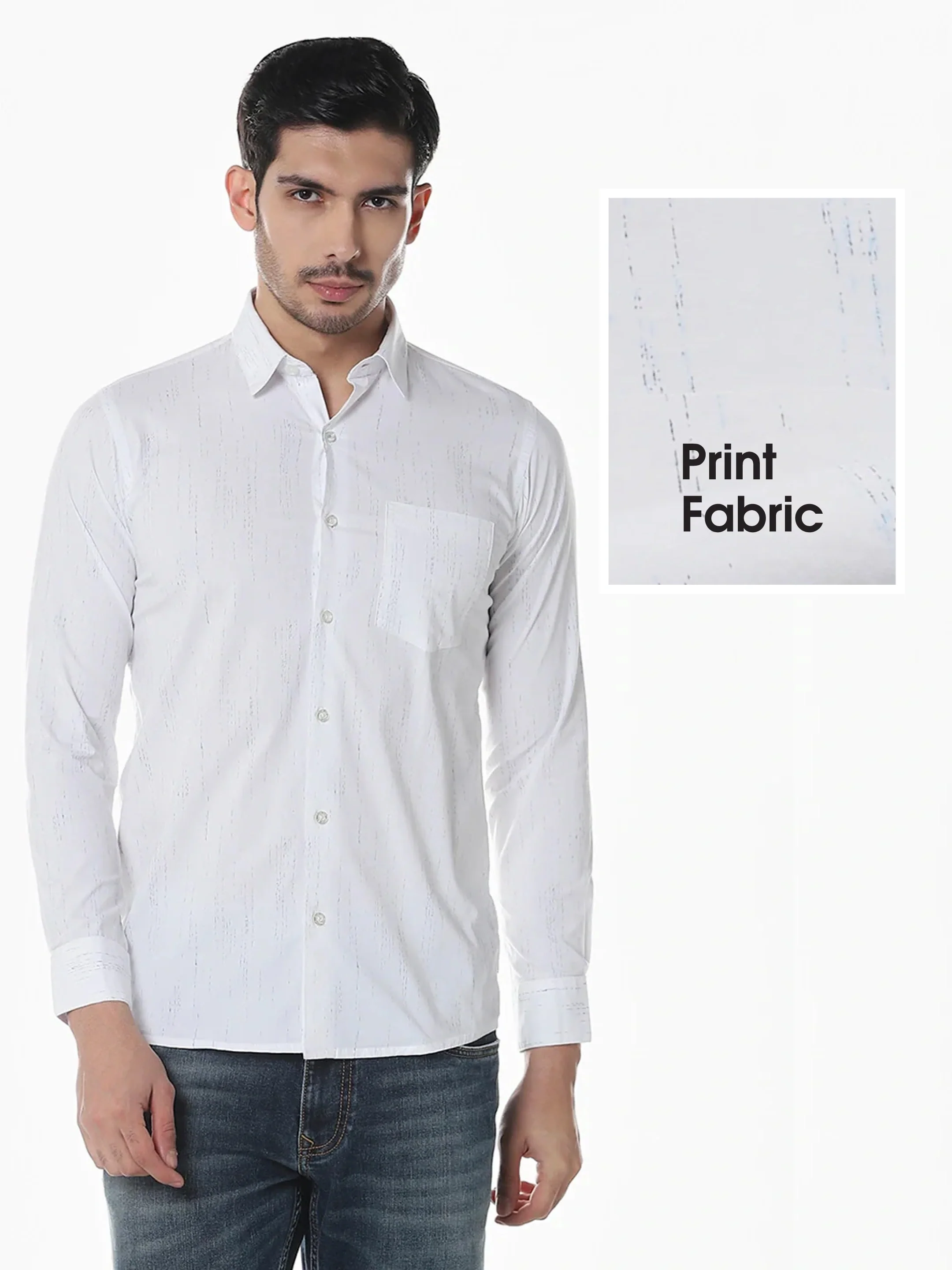 White Printed Lycra Shirt - Image 3