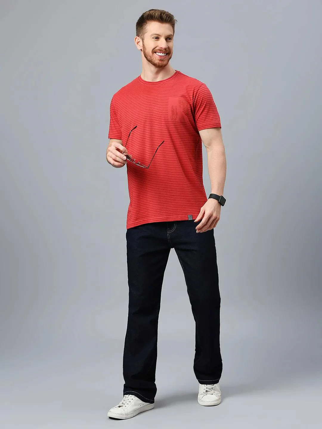 Red Striped Crew T-Shirt - Image 8