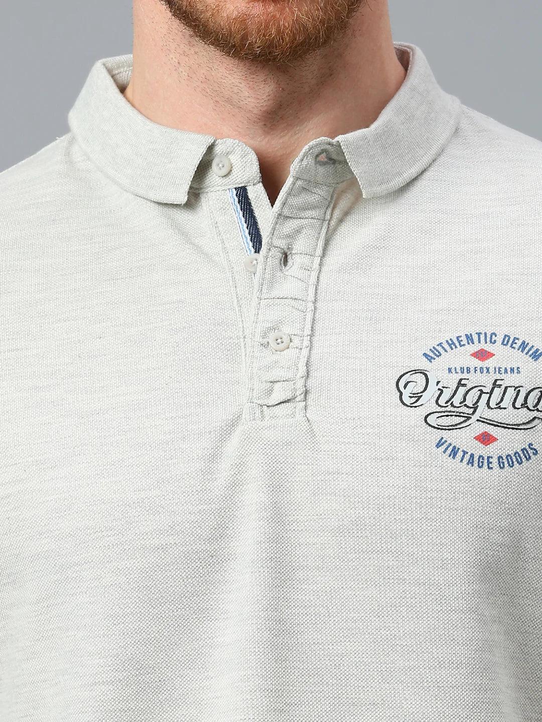Premium Ecru Melange Polo T-Shirt - Image 2