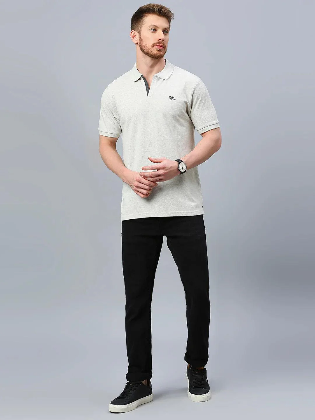 Aero Polo Ecru Melange T-Shirt - Image 7