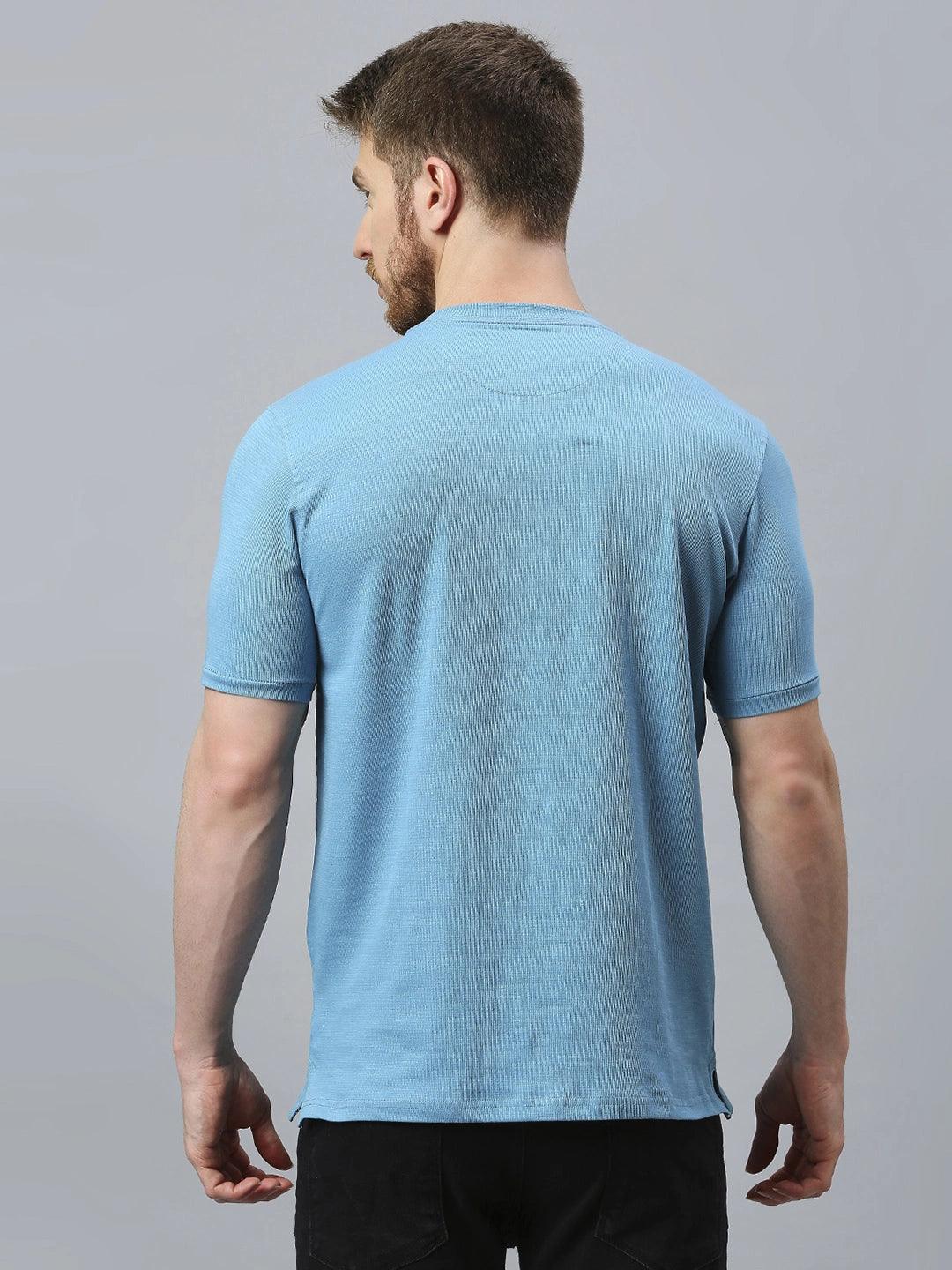 Premium Electric Blue Henley T-Shirt - Image 4