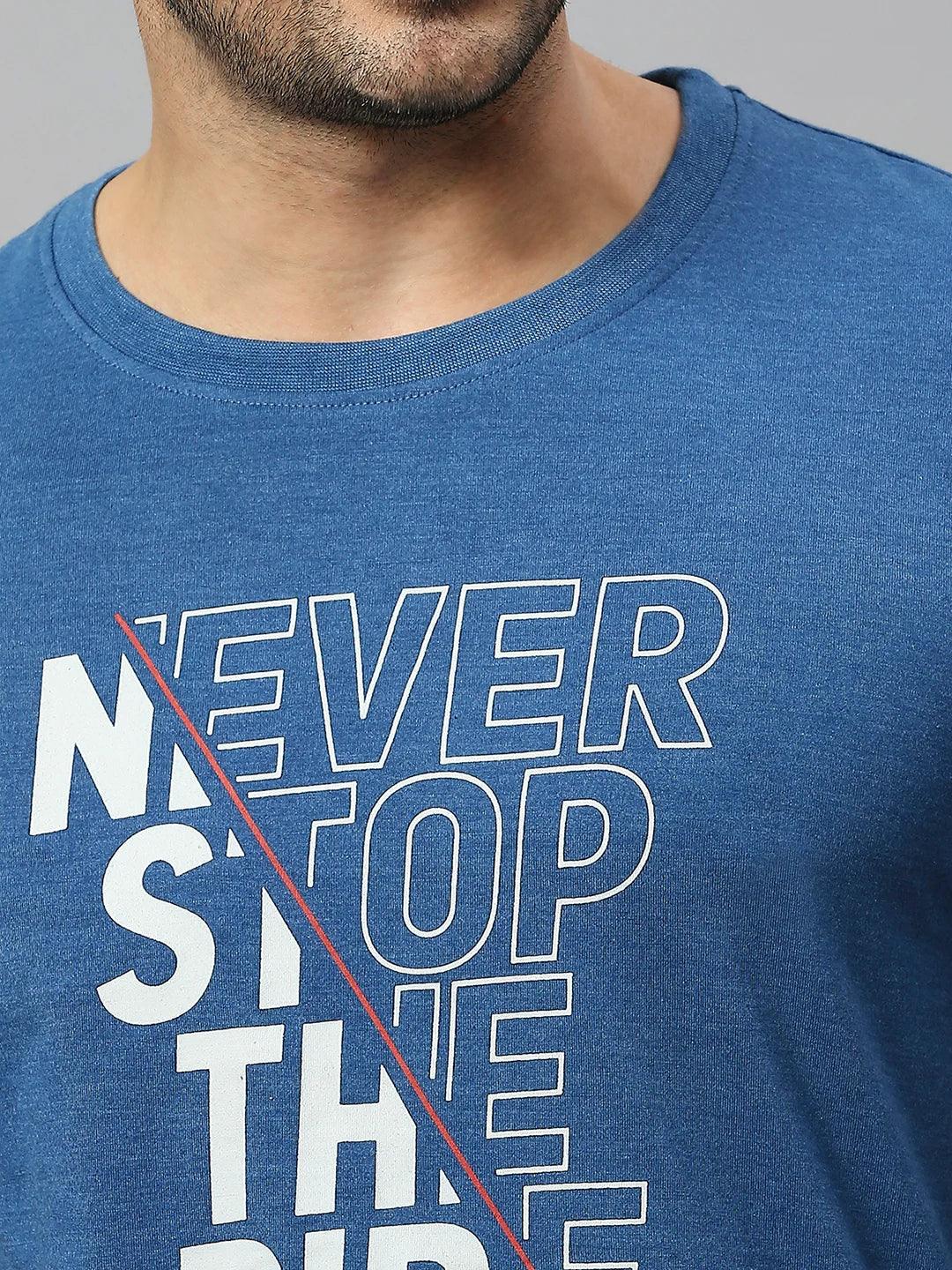 Indigo Melange Printed T-Shirt - Image 7