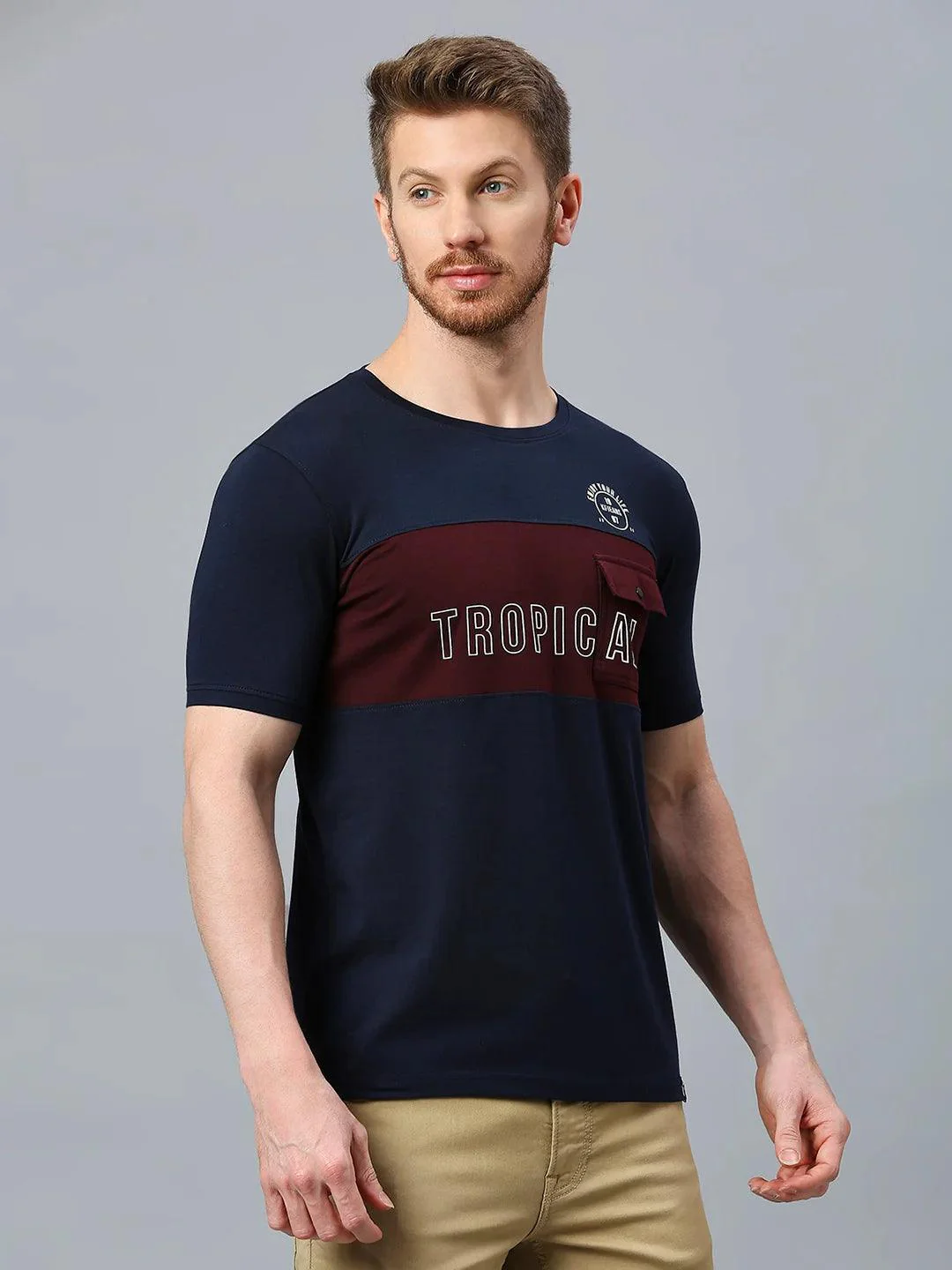 Navy Printed Crew T-Shirt - Image 9