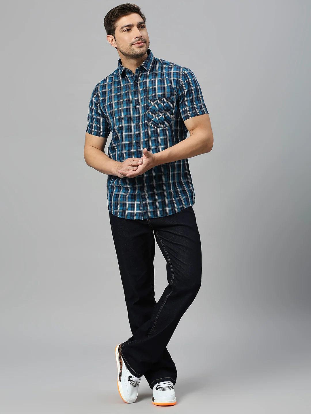 Teal Blue Checkered Shirt - Image 6
