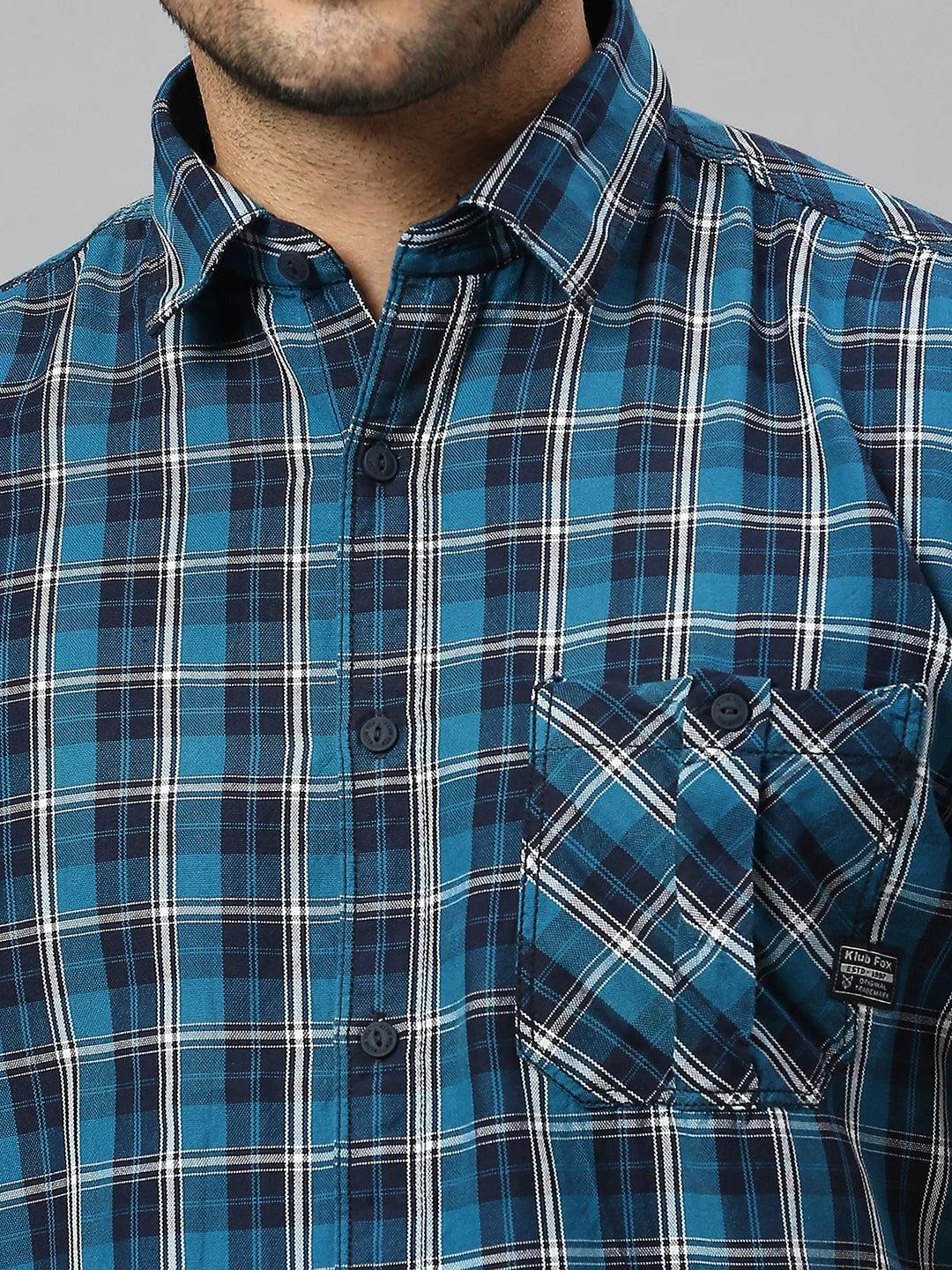 Teal Blue Checkered Shirt - Image 7