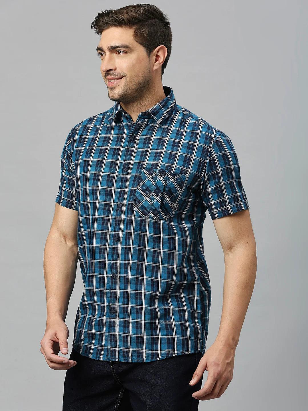 Teal Blue Checkered Shirt - Image 8