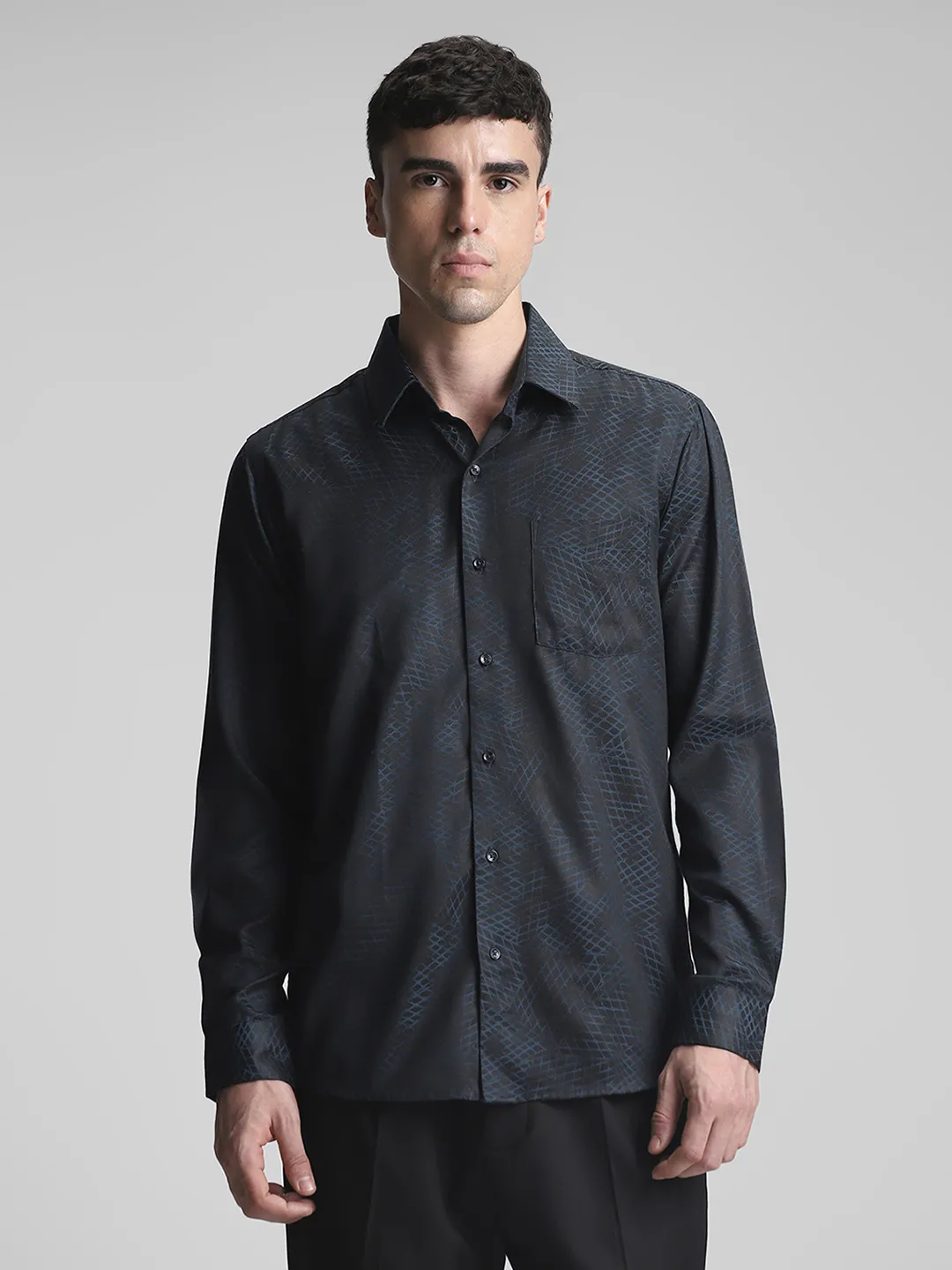 Navy Jaquard Shirt - Image 6
