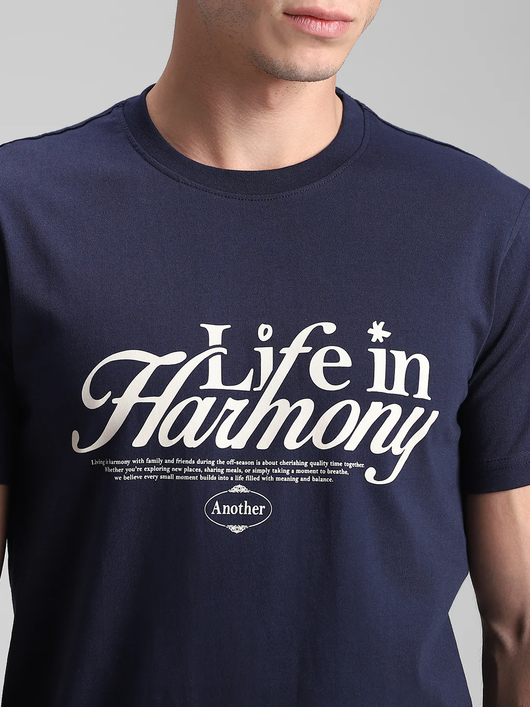 Navy Printed Crew T-shirt - Image 7