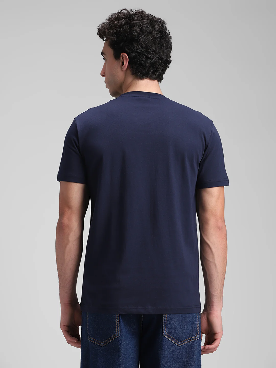 Navy Printed Crew T-shirt - Image 5