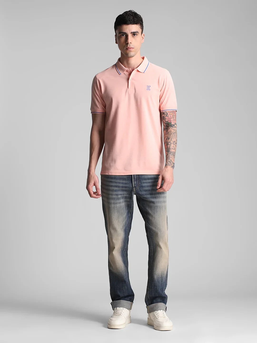 Peach Embroidered Polo T-Shirt - Image 7