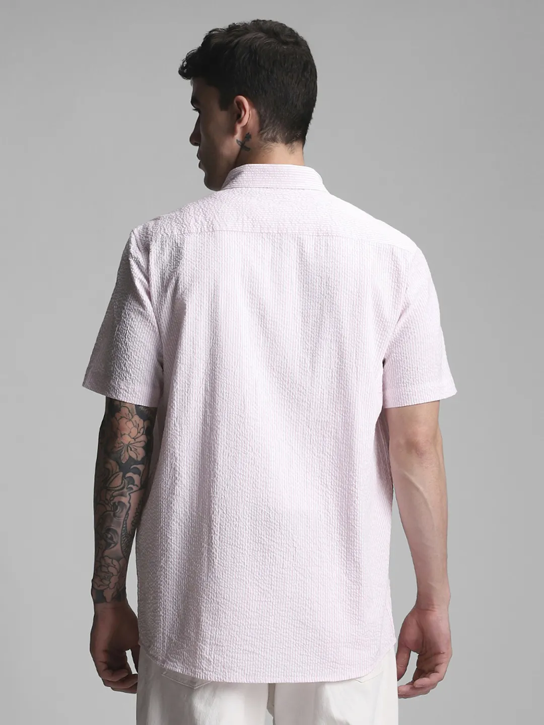 Pink Striped Textured Shirt - Image 4