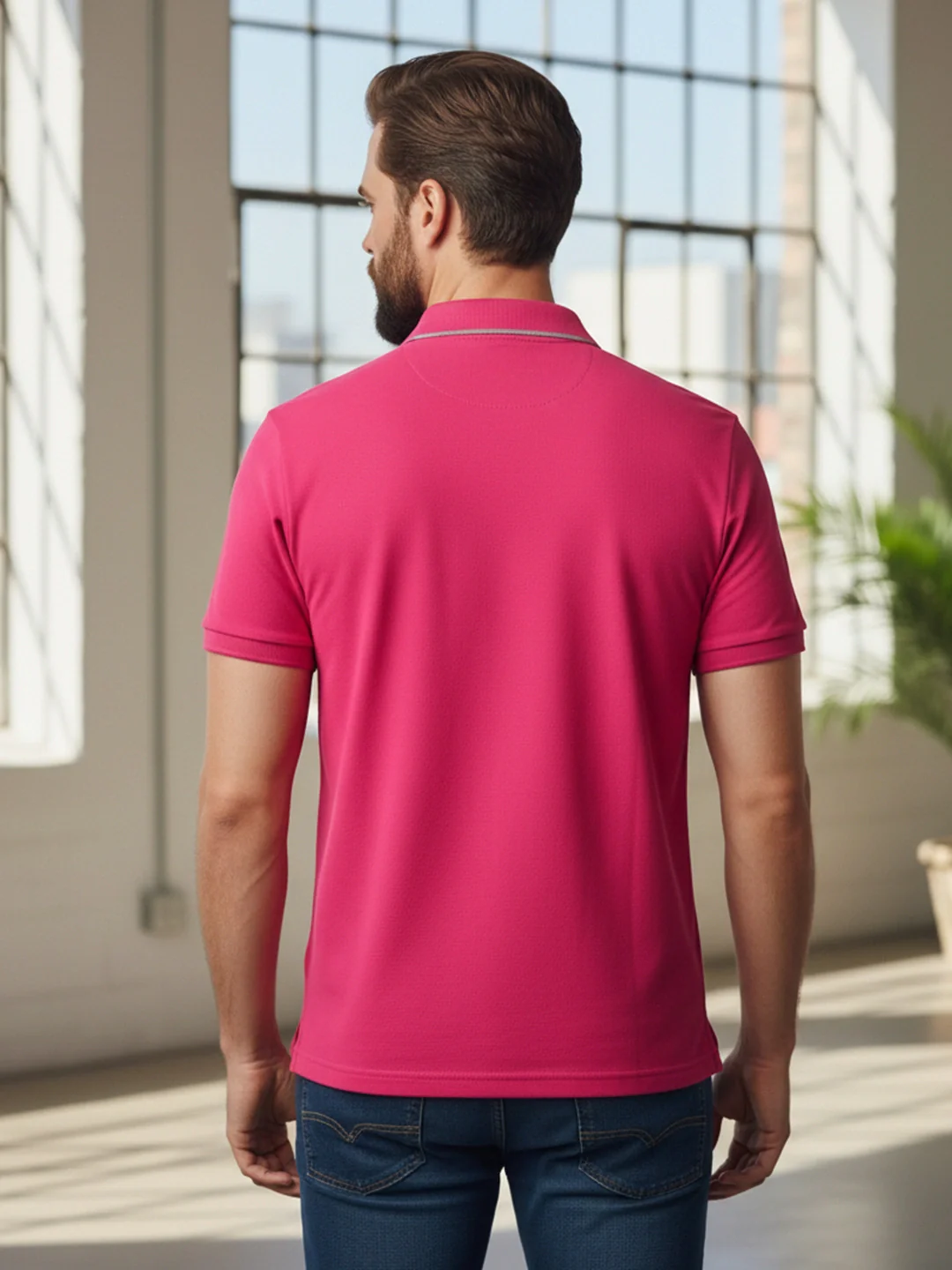 KF Rani Pink Solid Polo T-Shirt - Image 5