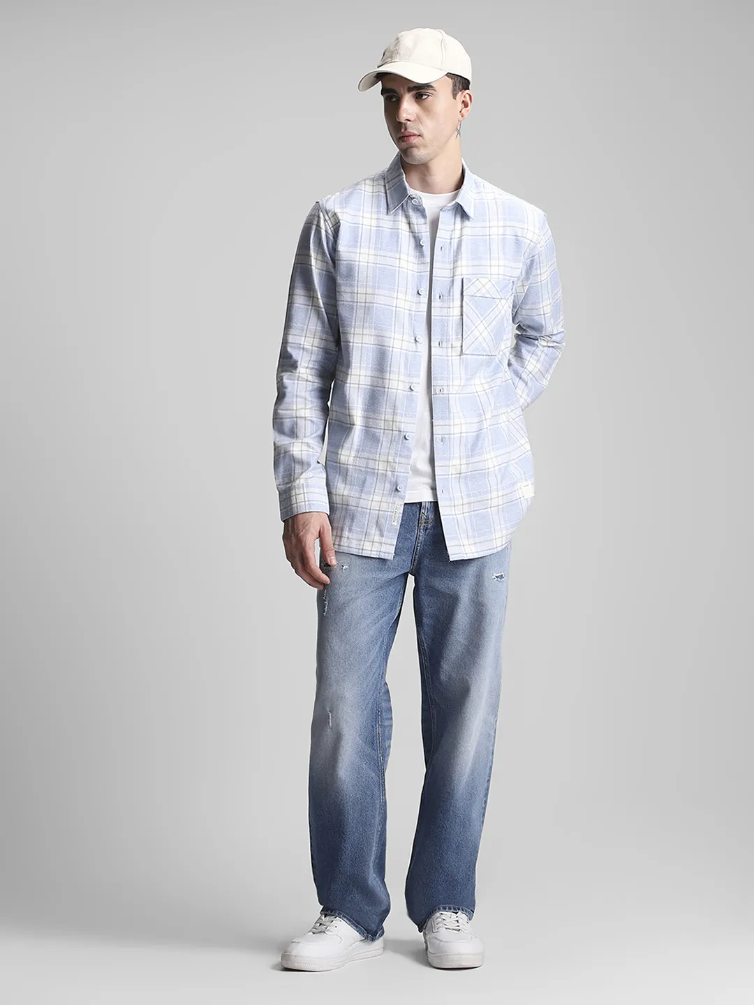 Sky Blue Checks Shirt - Image 7