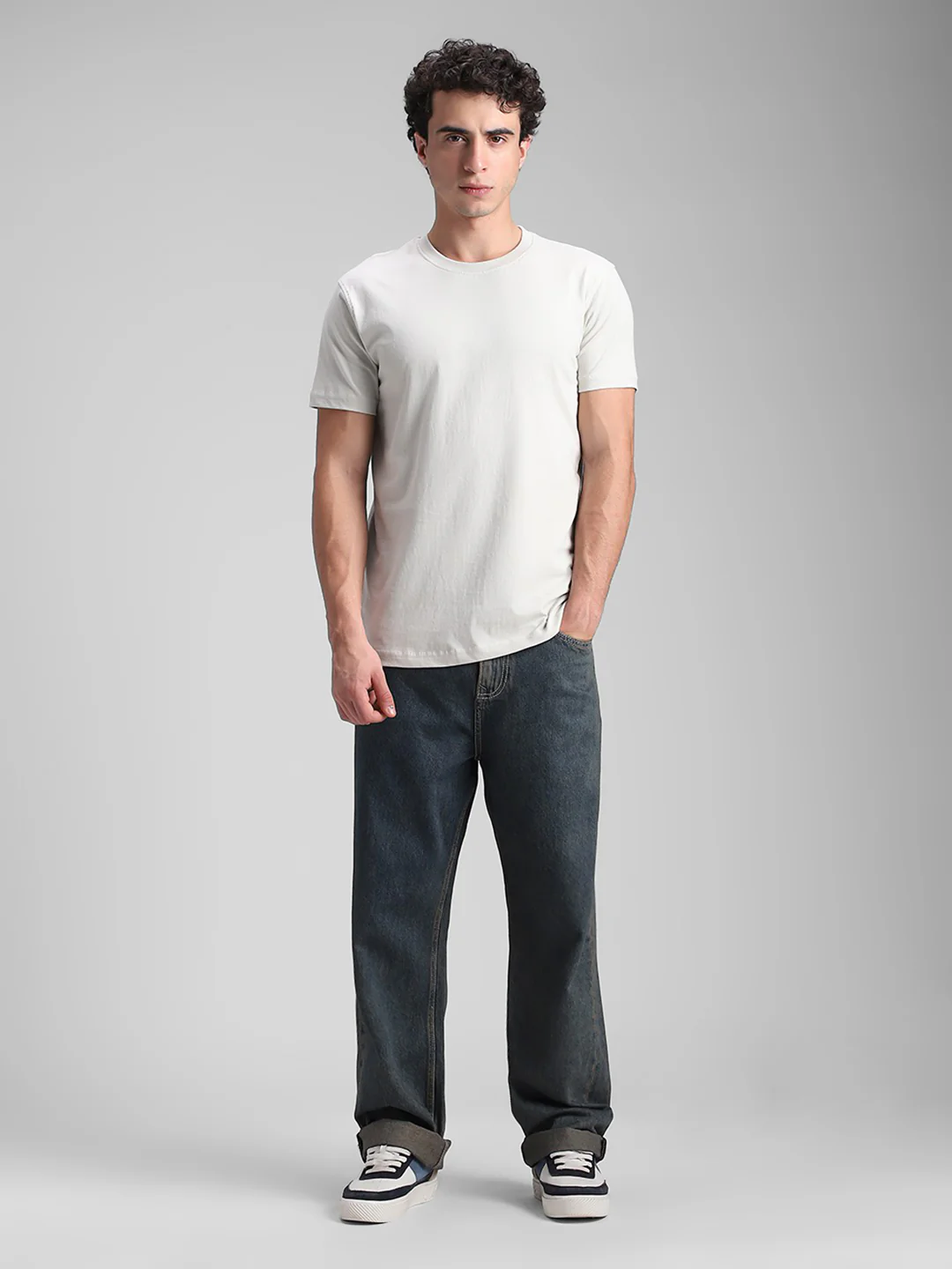 Light Grey Solid Crew T-Shirt - Image 9