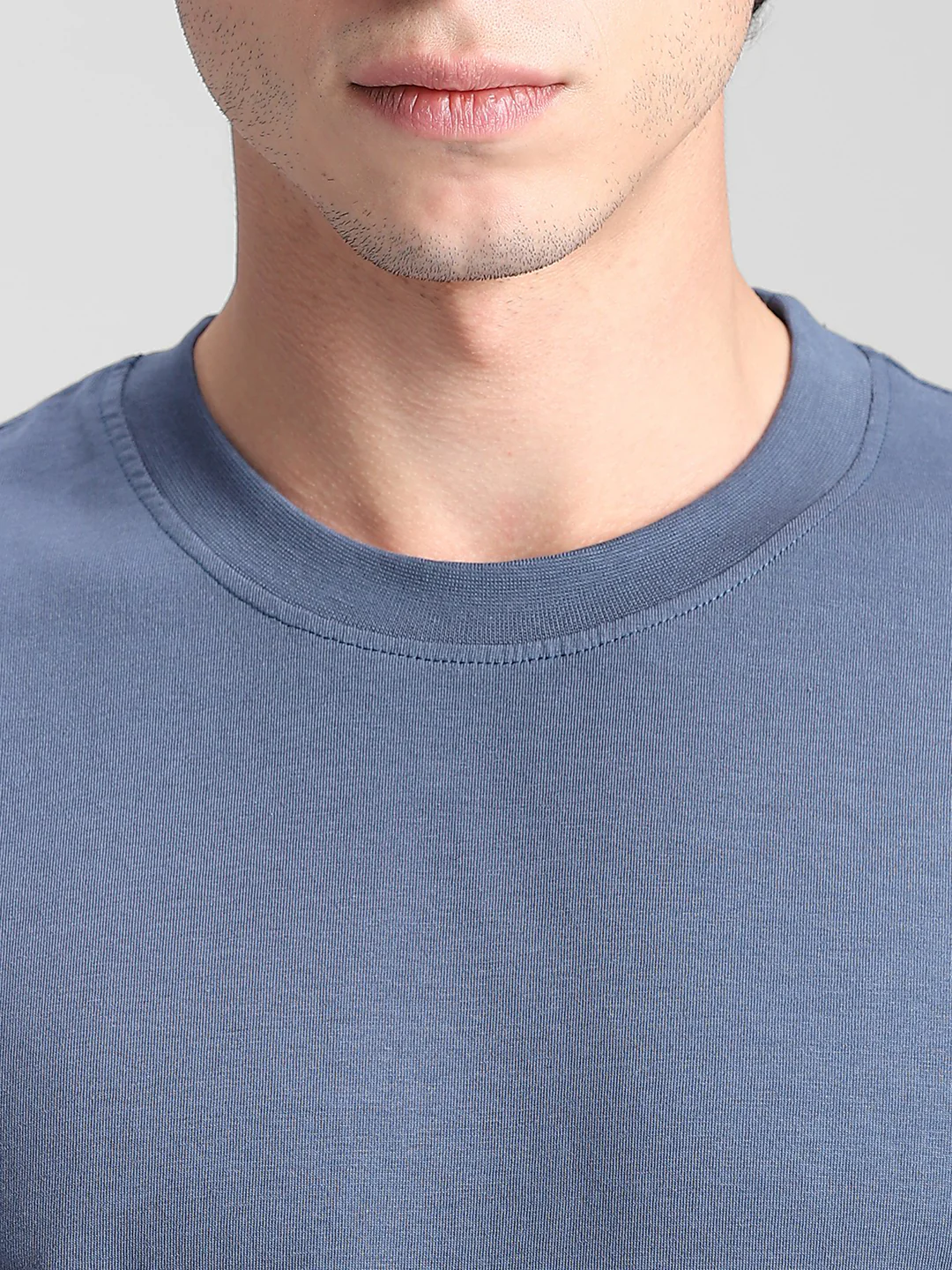 Teal Blue Solid Crew T-Shirt - Image 3