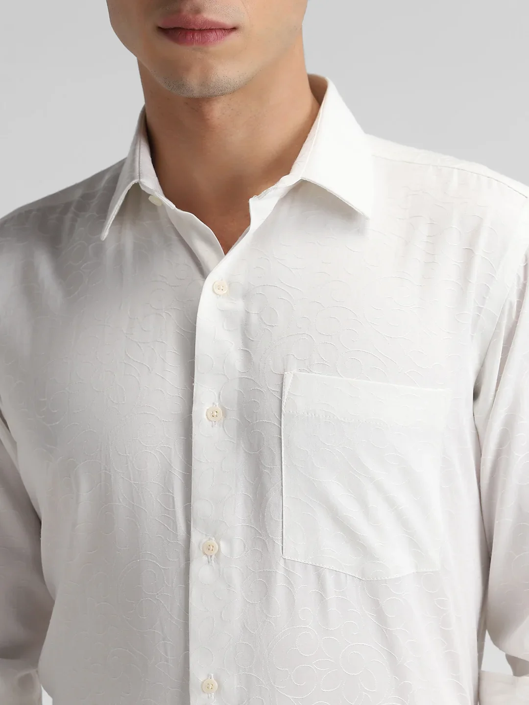 White Jaquard Shirt - Image 3