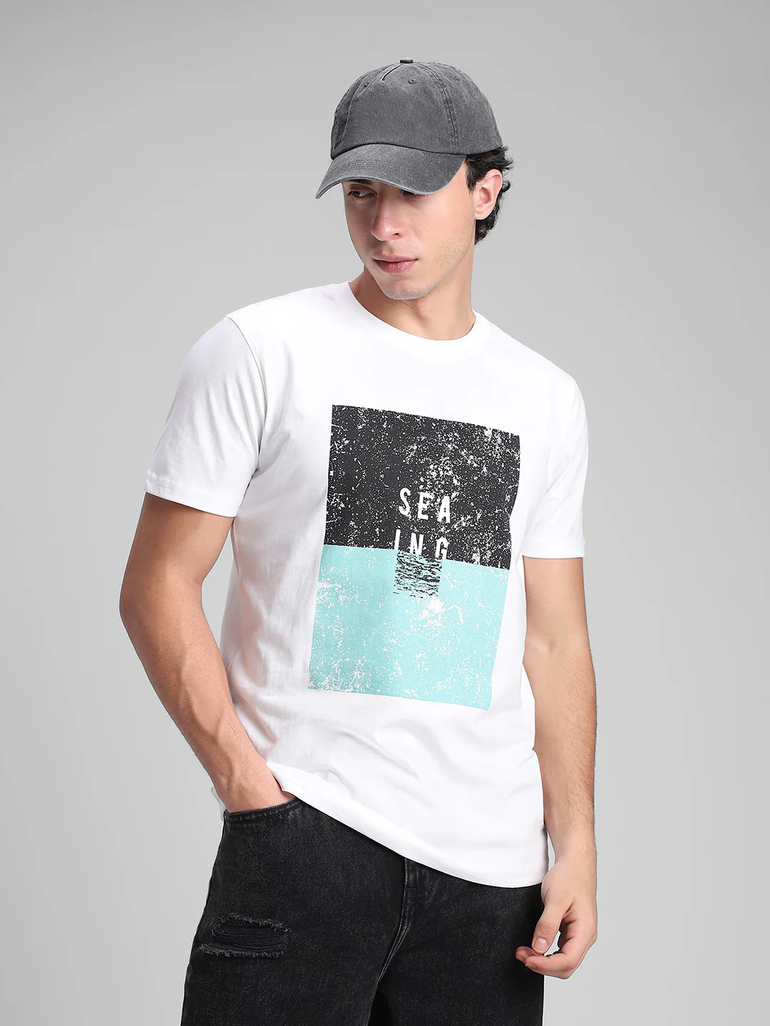 White Printed Crew T-Shirt
