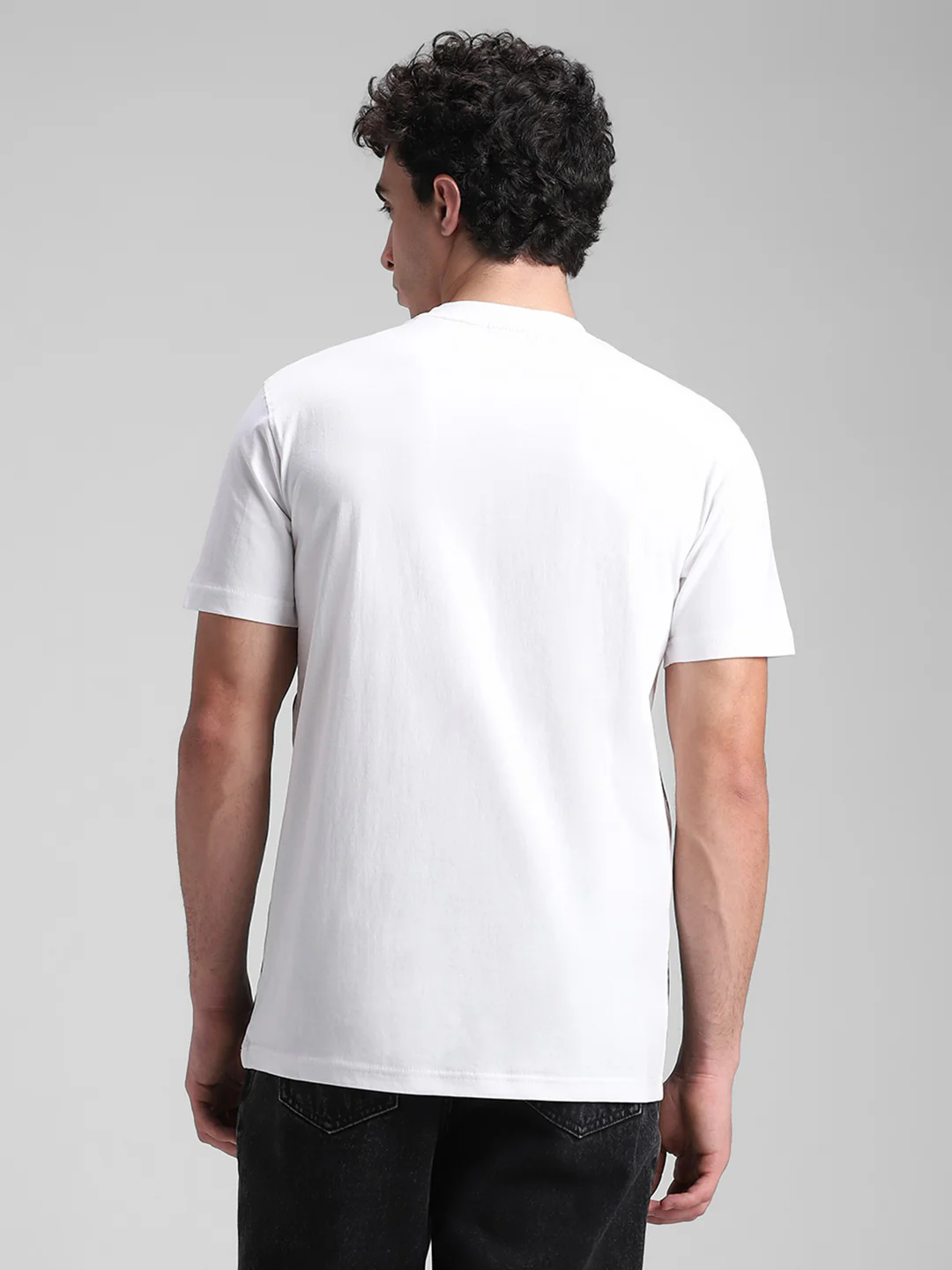 White Printed Crew T- Shirt - Image 4