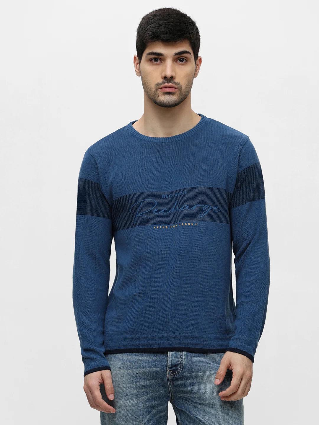Airforce Blue Printed Sweater - Image 7