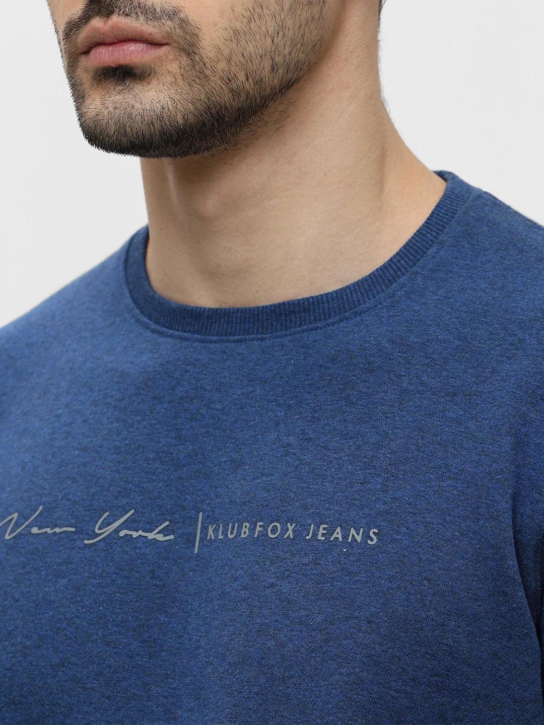 Blue Melange Solid Sweatshirt - Image 5