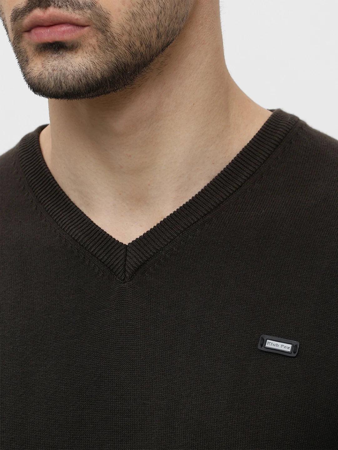Dark Grey Solid Sweater - Image 2