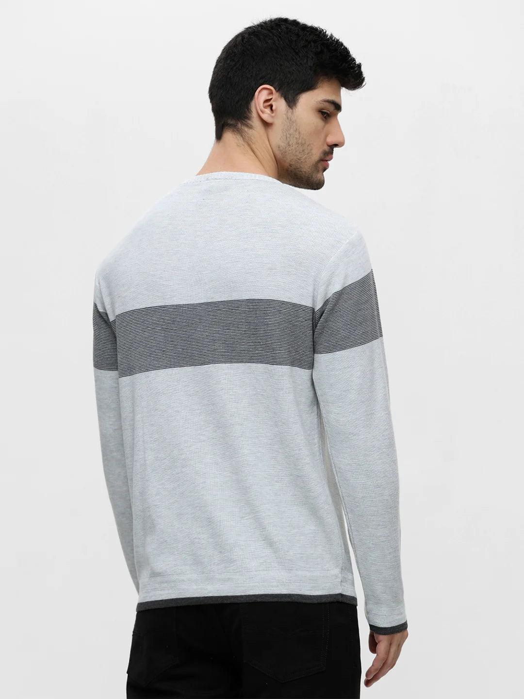 Ecru Grey Melange Printed Sweater - Image 5