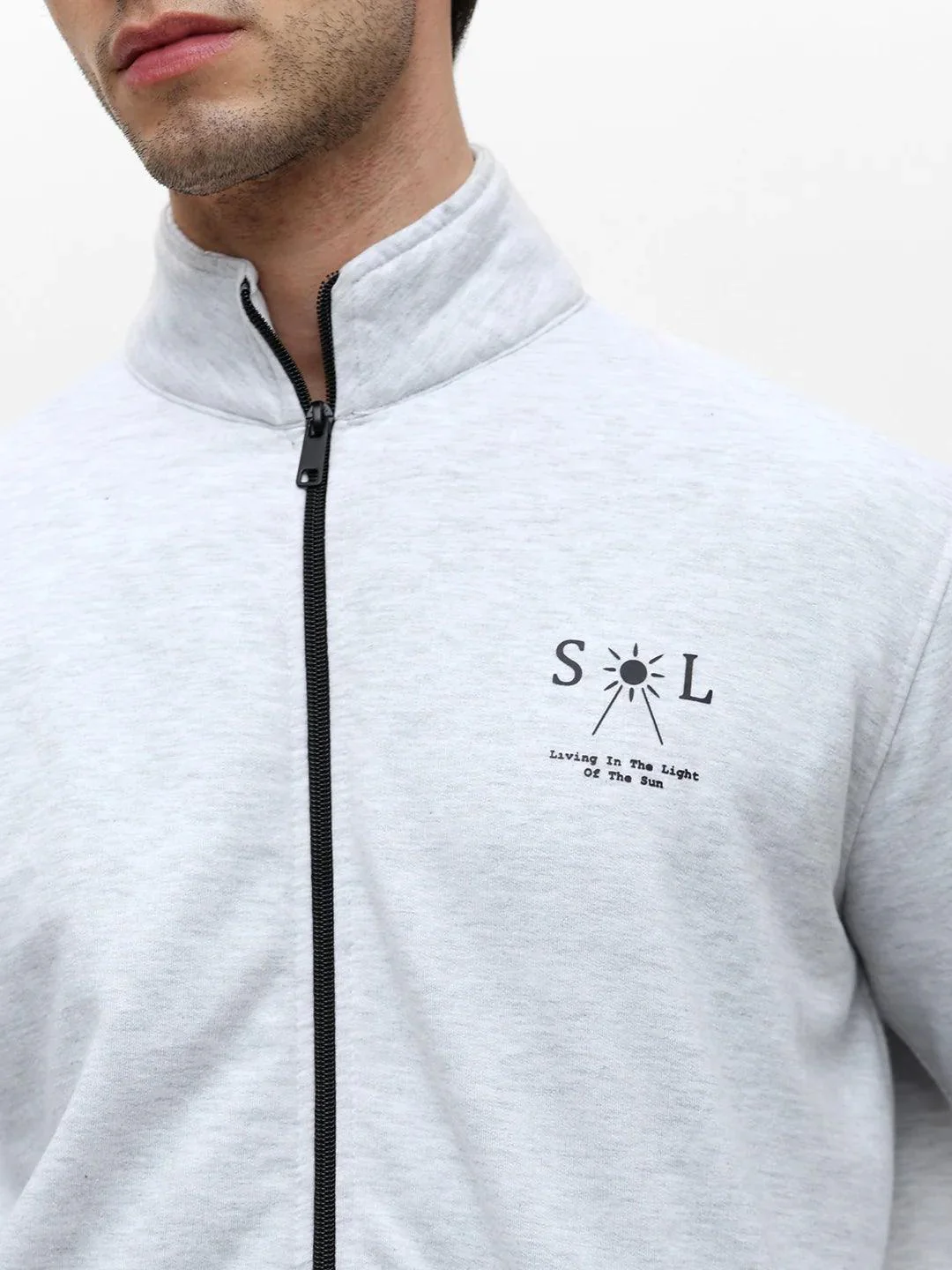 Ecru Mélange Solid Sweatshirt - Image 6