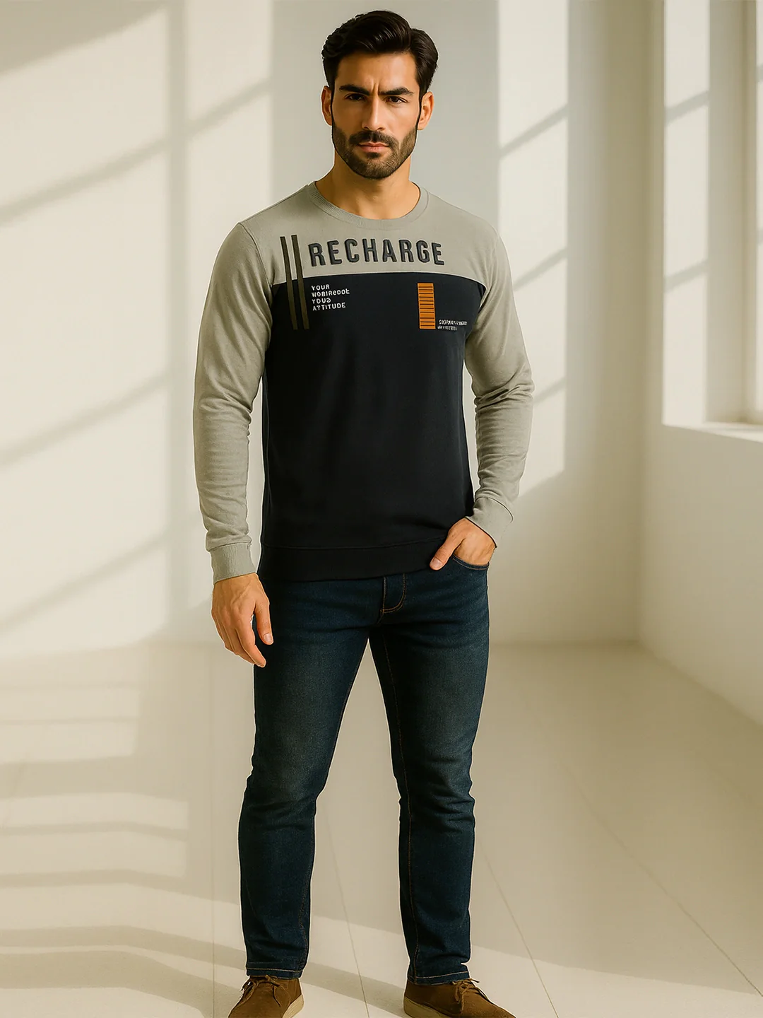 Grey Printed Sweatshirt - Image 4
