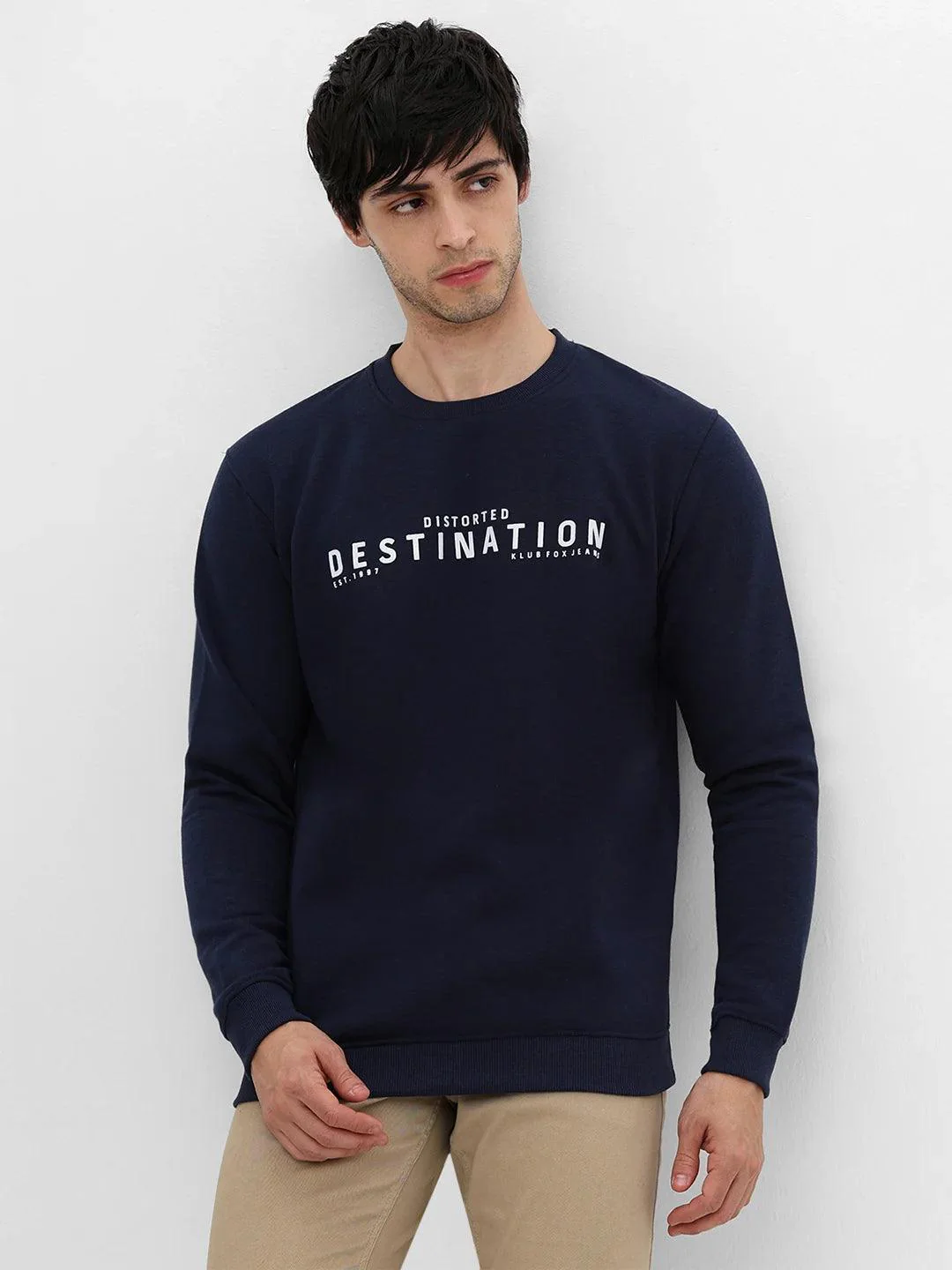 Navy Blue Printed Sweatshirt - Image 3