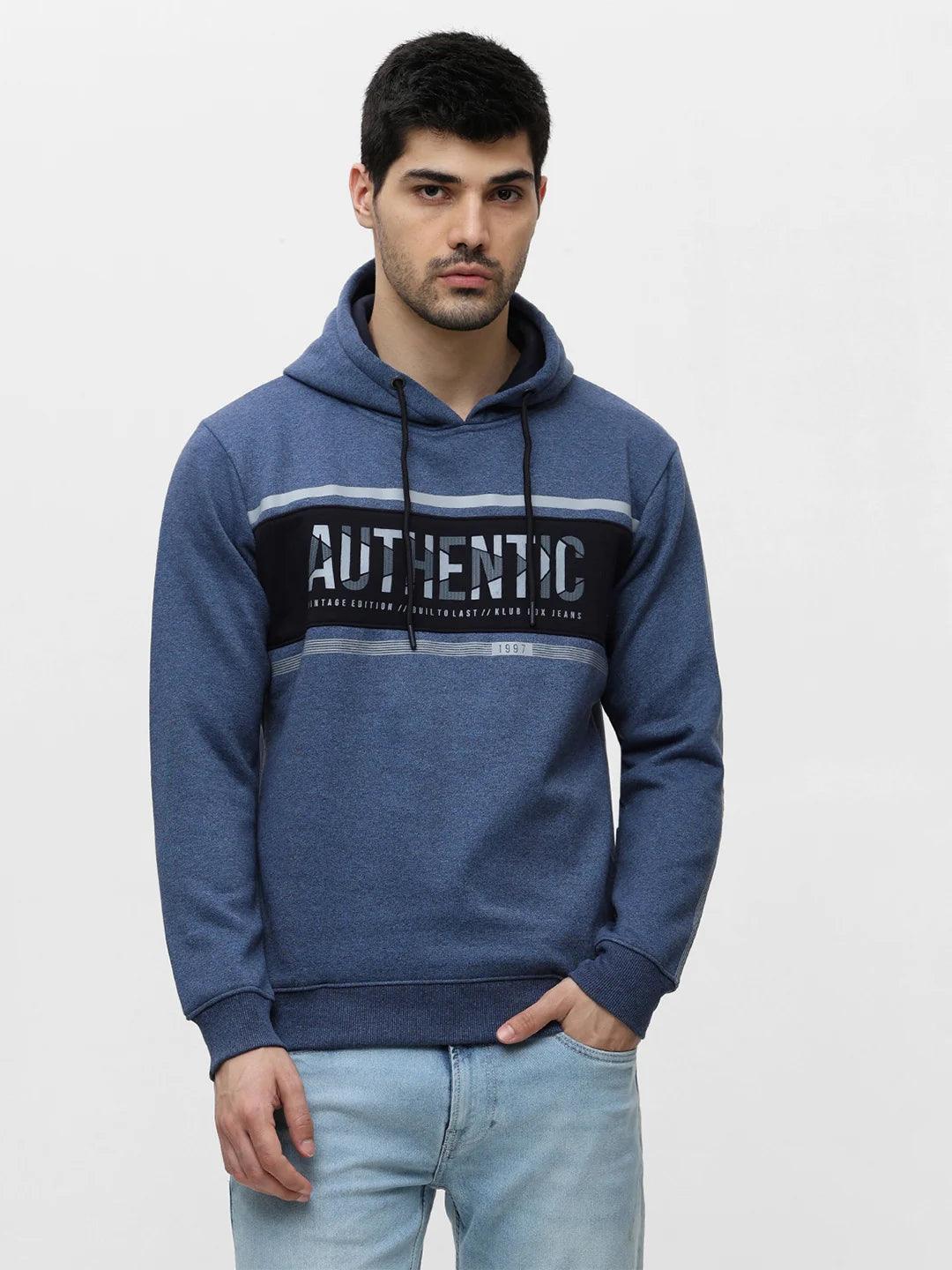 Navy Printed Hoodie Sweatshirt - Image 4