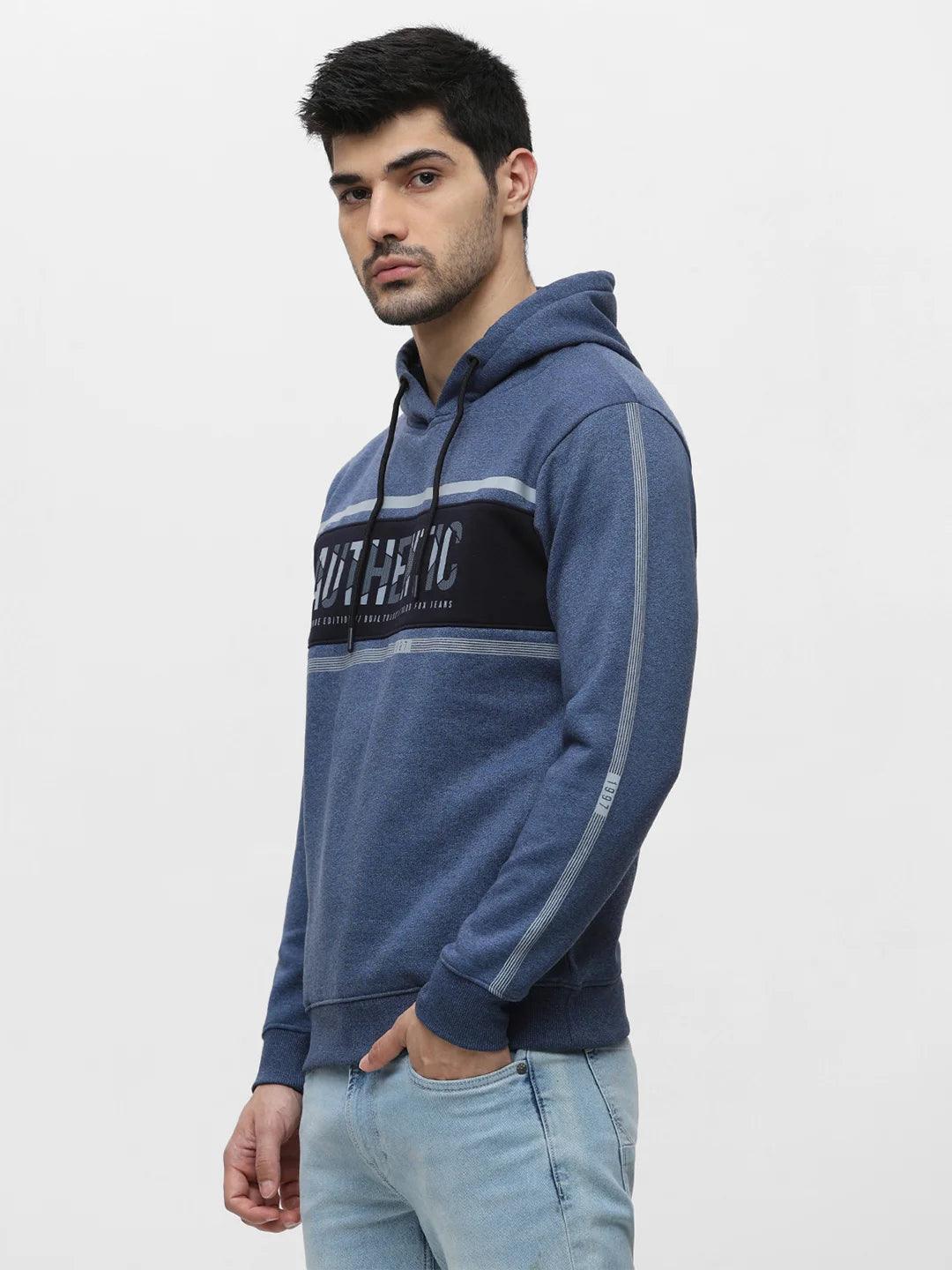 Navy Printed Hoodie Sweatshirt - Image 5