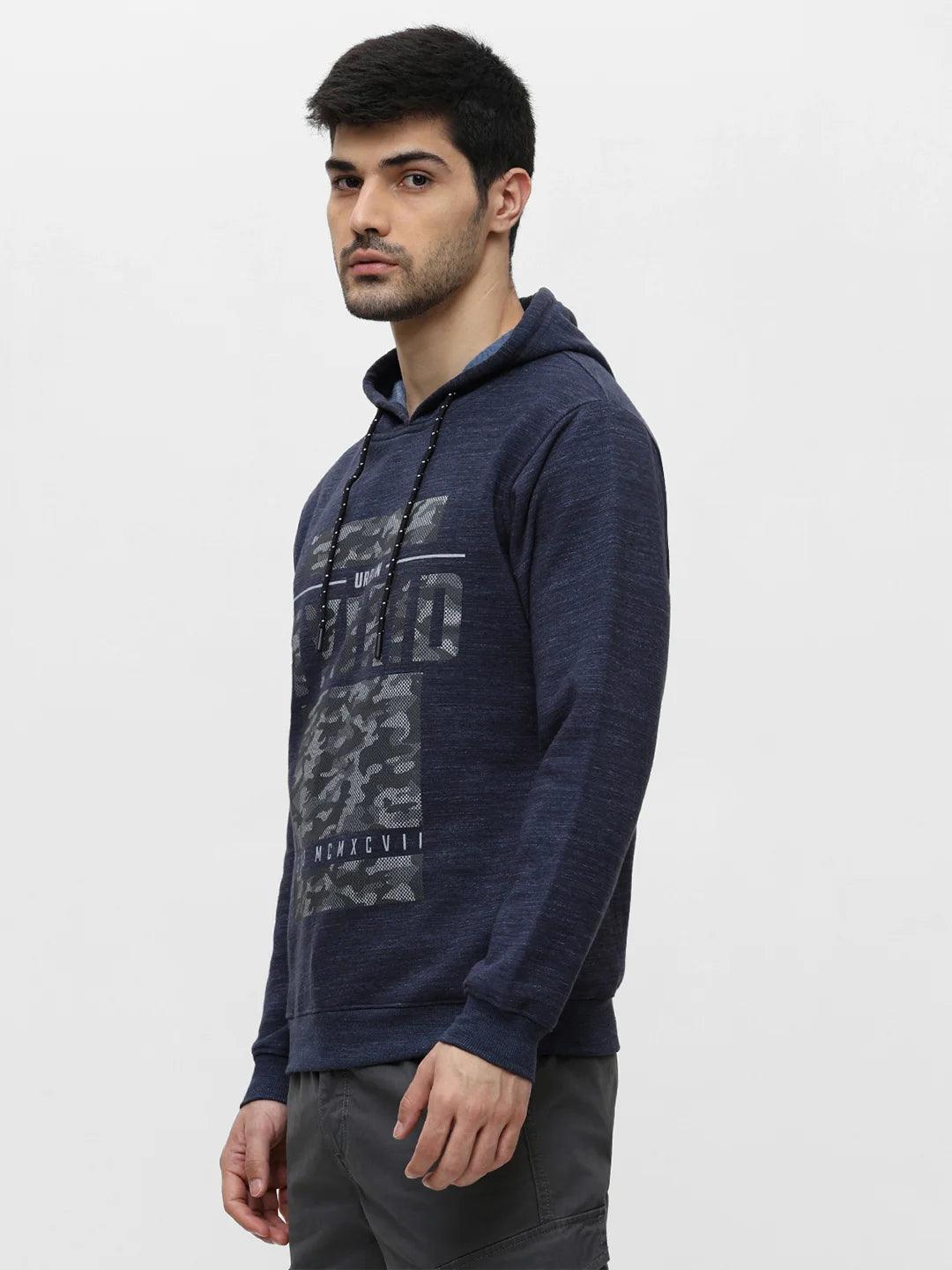 Navy Mixture Printed Hoodie Sweatshirt - Image 4