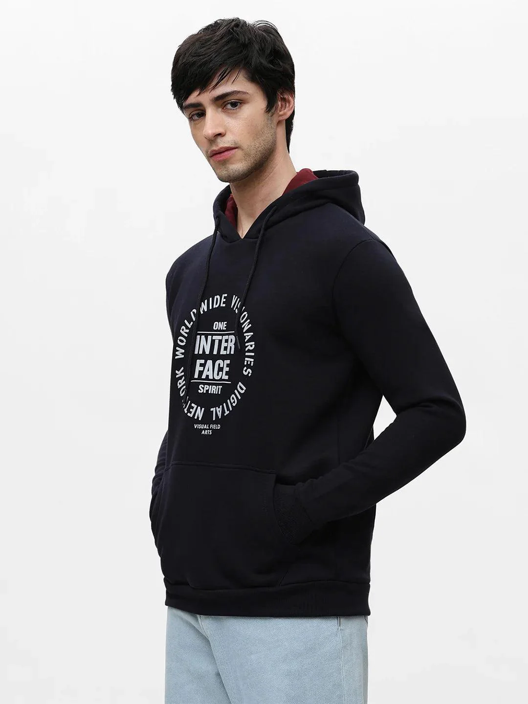 Dark Navy / Black Printed Hoodie Sweatshirt - Image 2