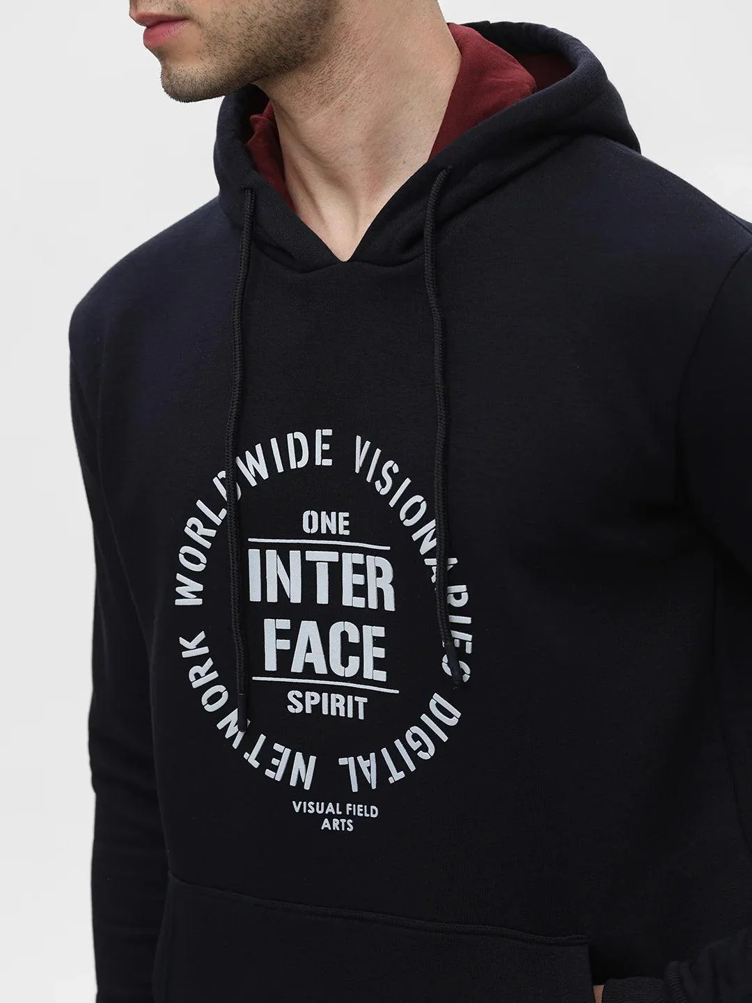 Dark Navy / Black Printed Hoodie Sweatshirt - Image 5