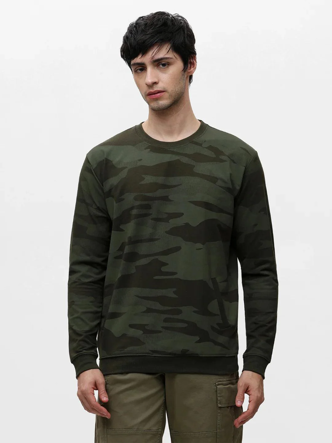 Olive Printed Sweatshirt - Image 2