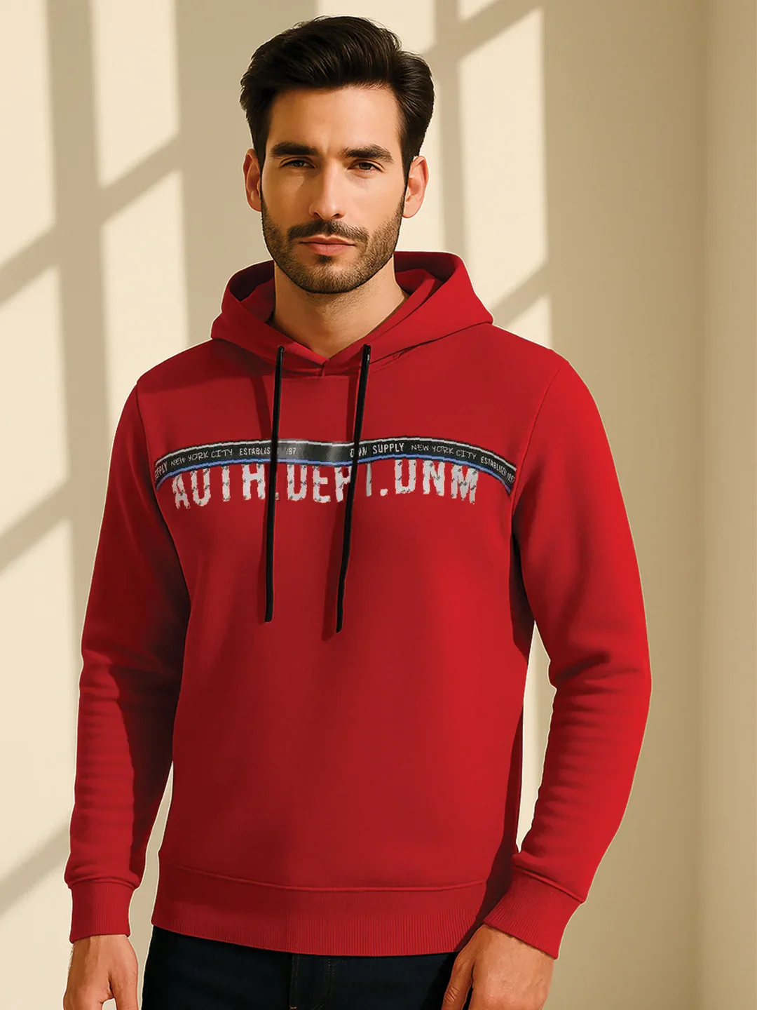 Red Printed Hoodie Sweatshirt
