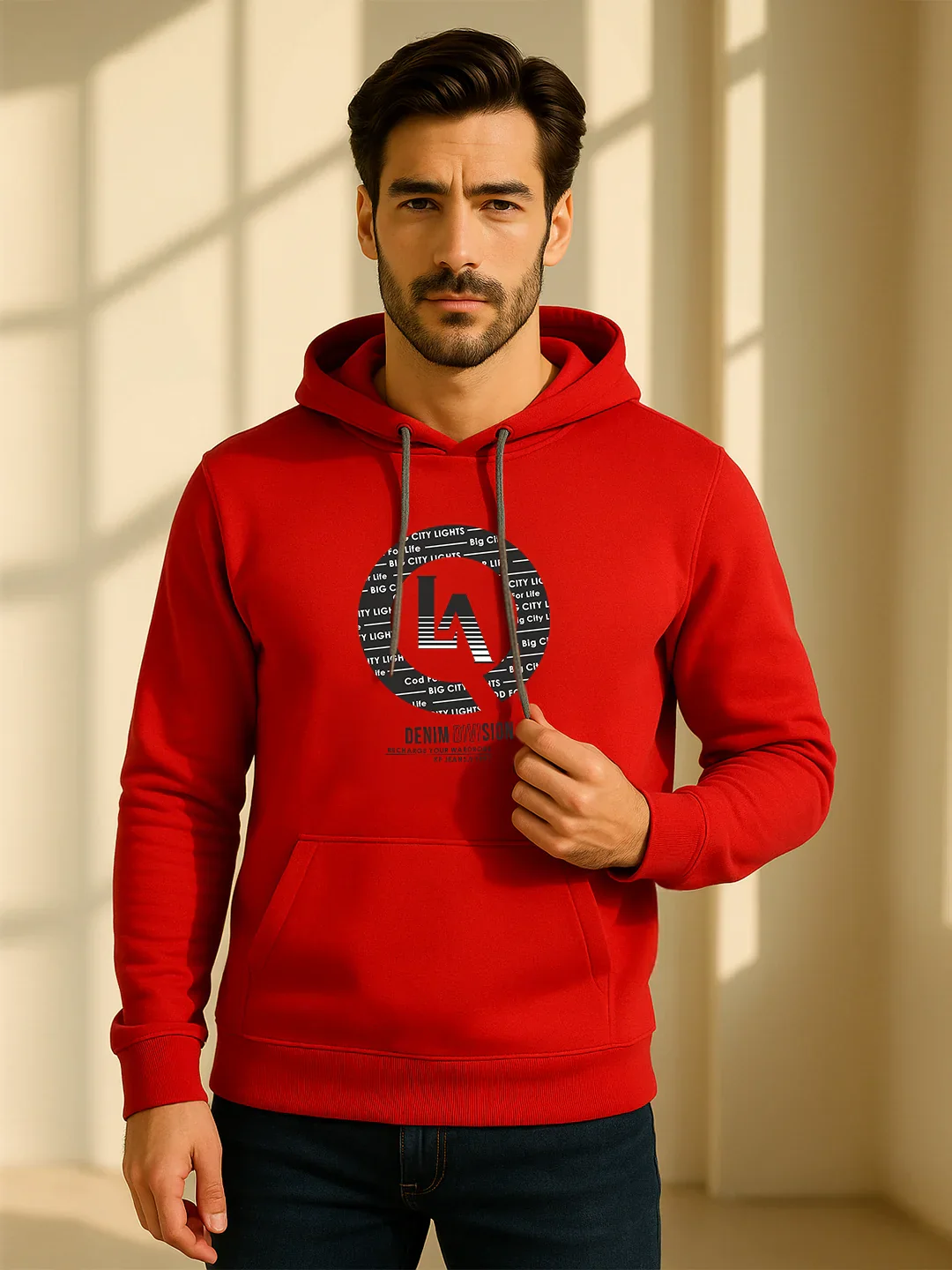 Red Printed Hoodie Sweatshirt - Image 3