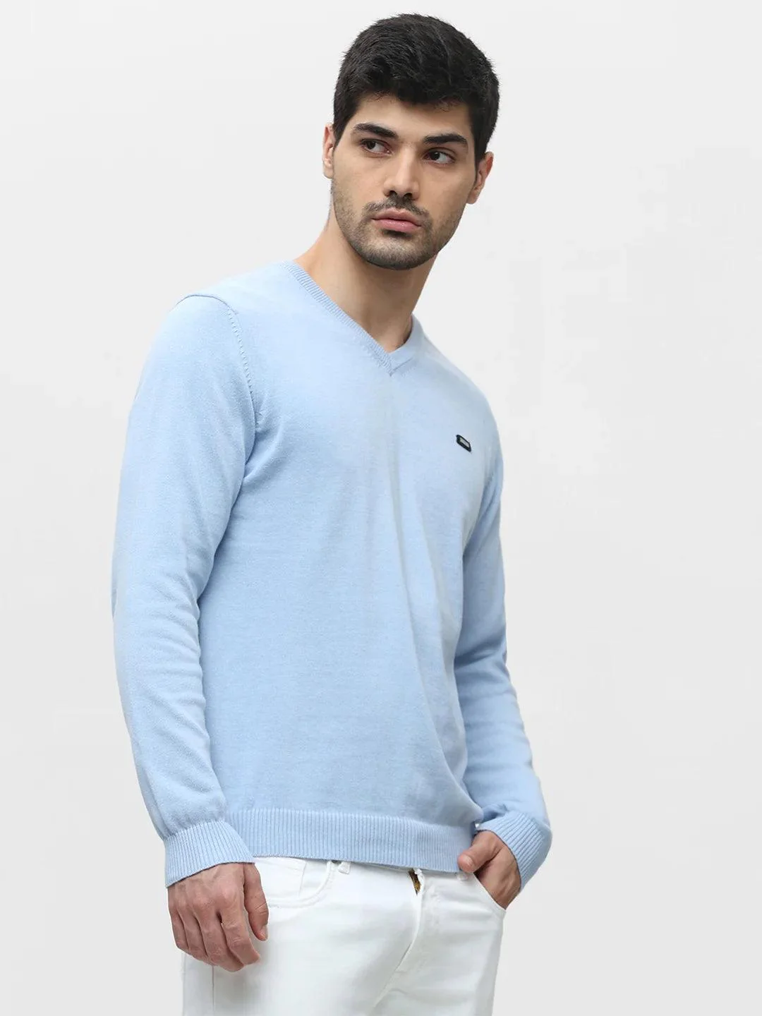 Sky Melange Solid Sweater - Image 4