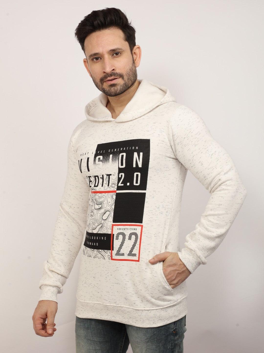 White Printed Hoodie Sweatshirt - Image 2