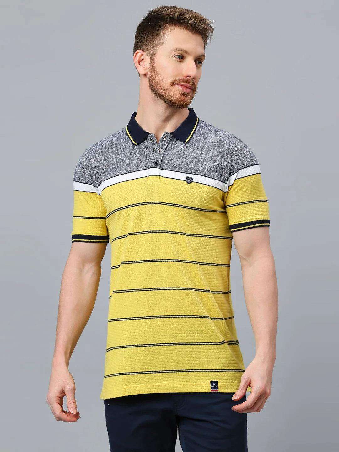 Mustard Striped Polo T-Shirt - Image 3