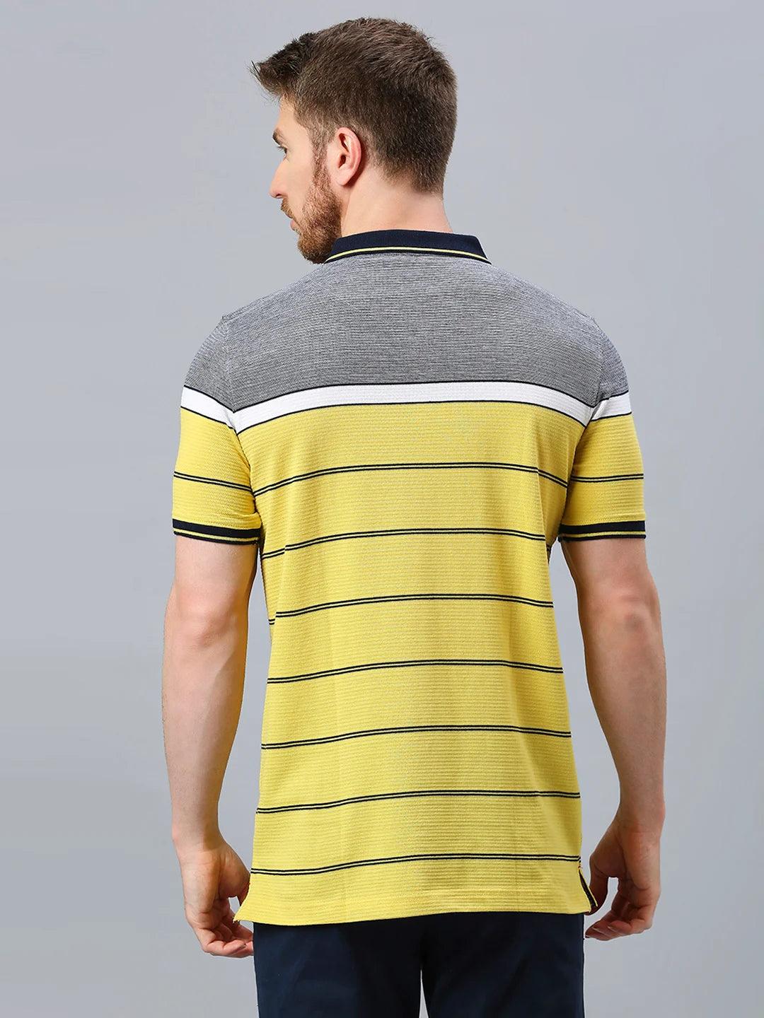 Mustard Striped Polo T-Shirt - Image 4