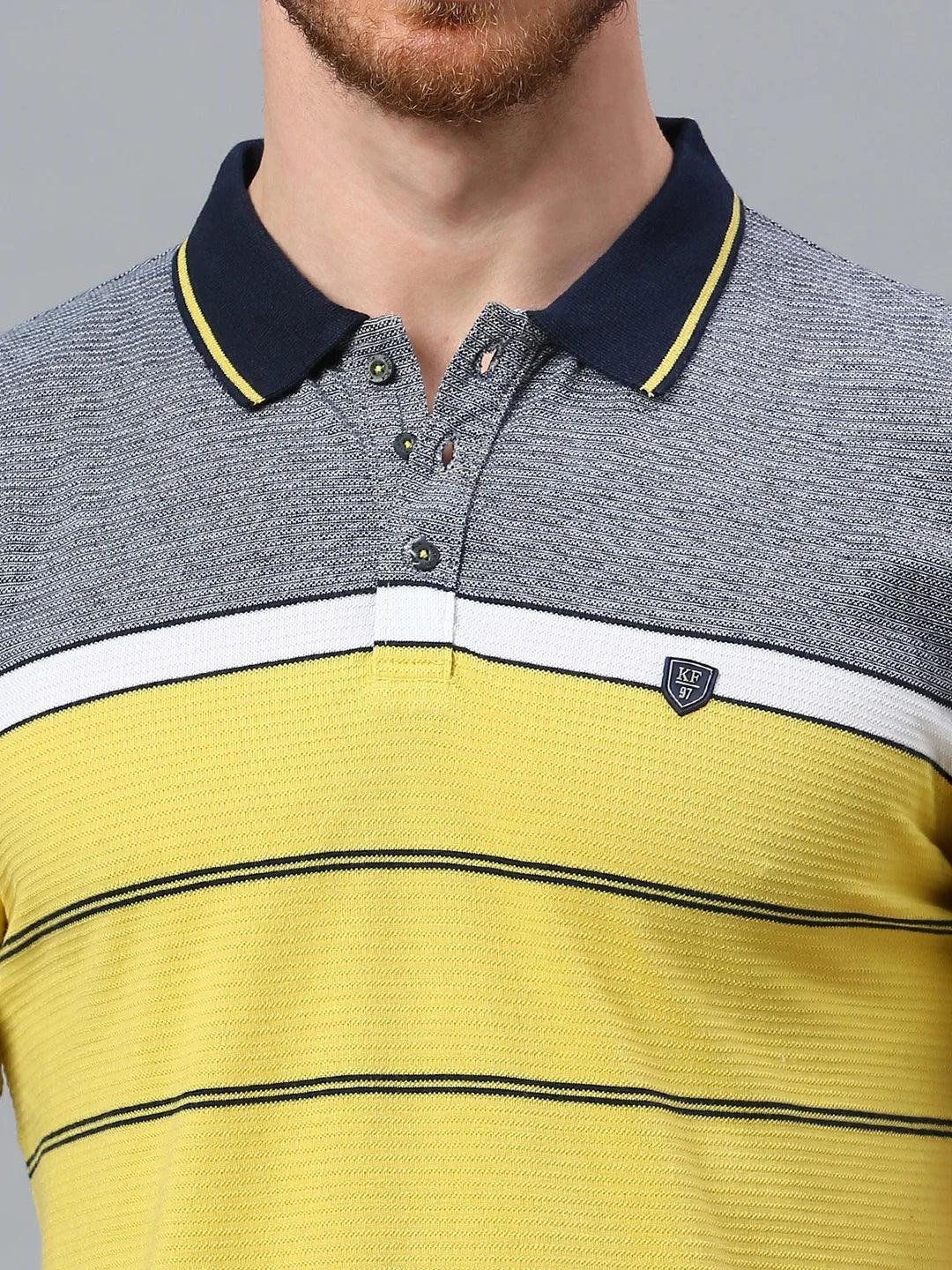 Mustard Striped Polo T-Shirt - Image 5