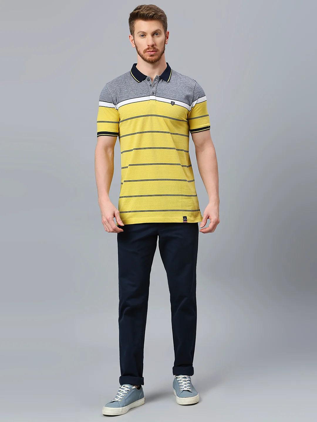 Mustard Striped Polo T-Shirt - Image 6